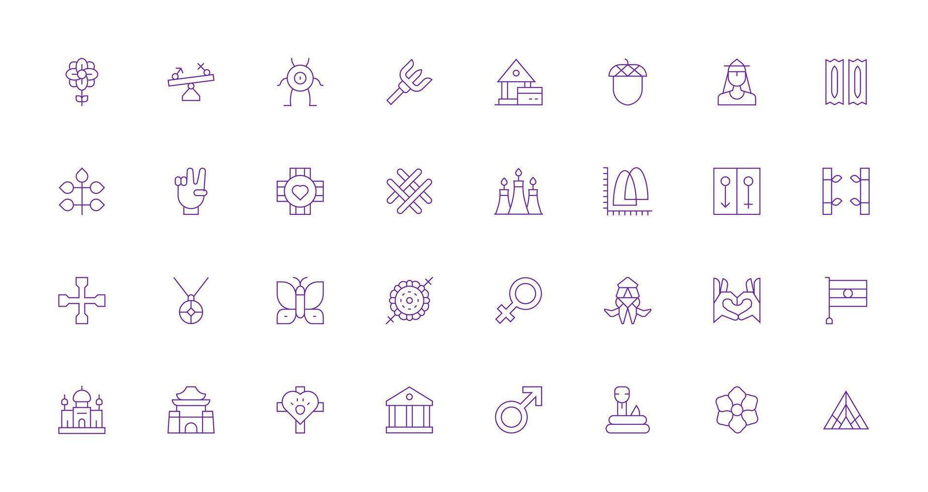 Symbolism Visual Pack containing 32 Thin Line Icons Scalable Icons for All Themes vector