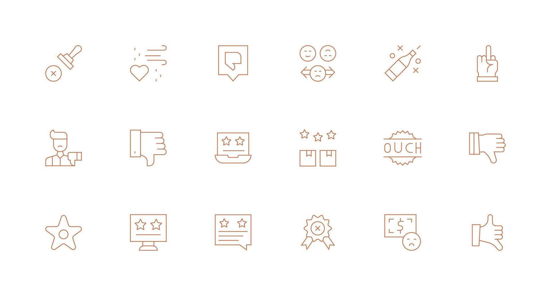 Bad Icon Set with 18 Minimal Line Graphics Icon Set for Apps vector