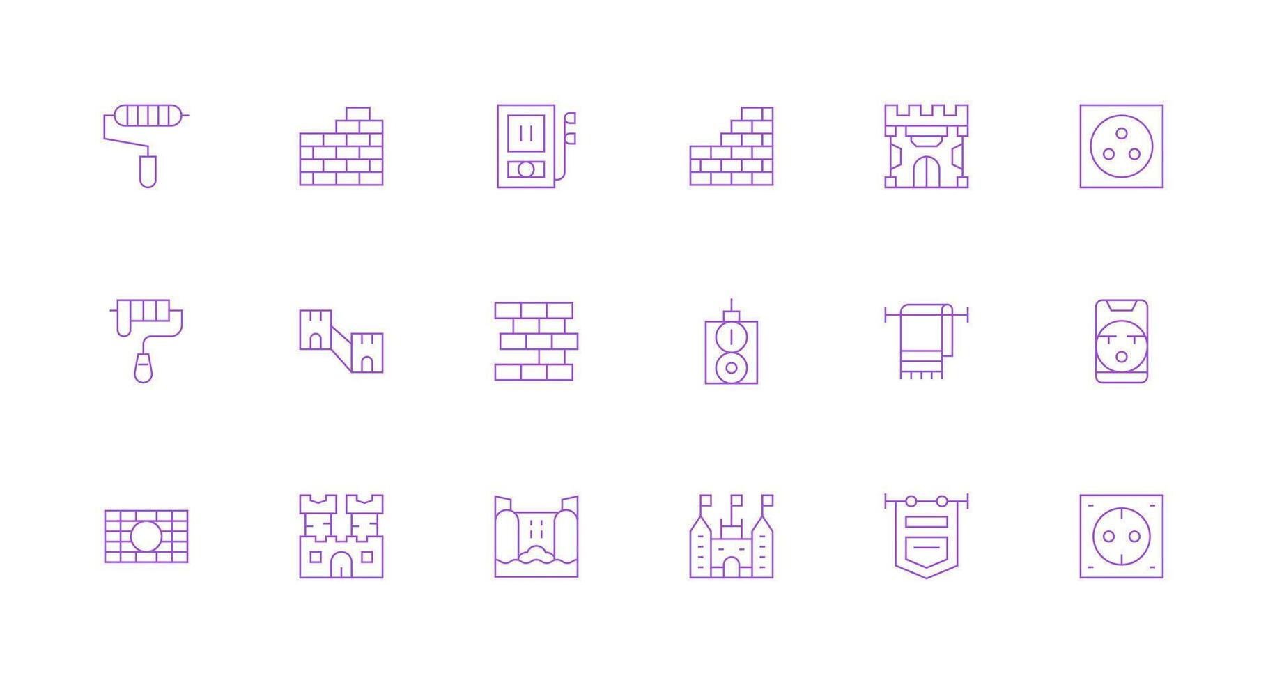 Wall Icon Set with 18 Minimal Line Graphics Interface Icon Collection for Daily Projects vector