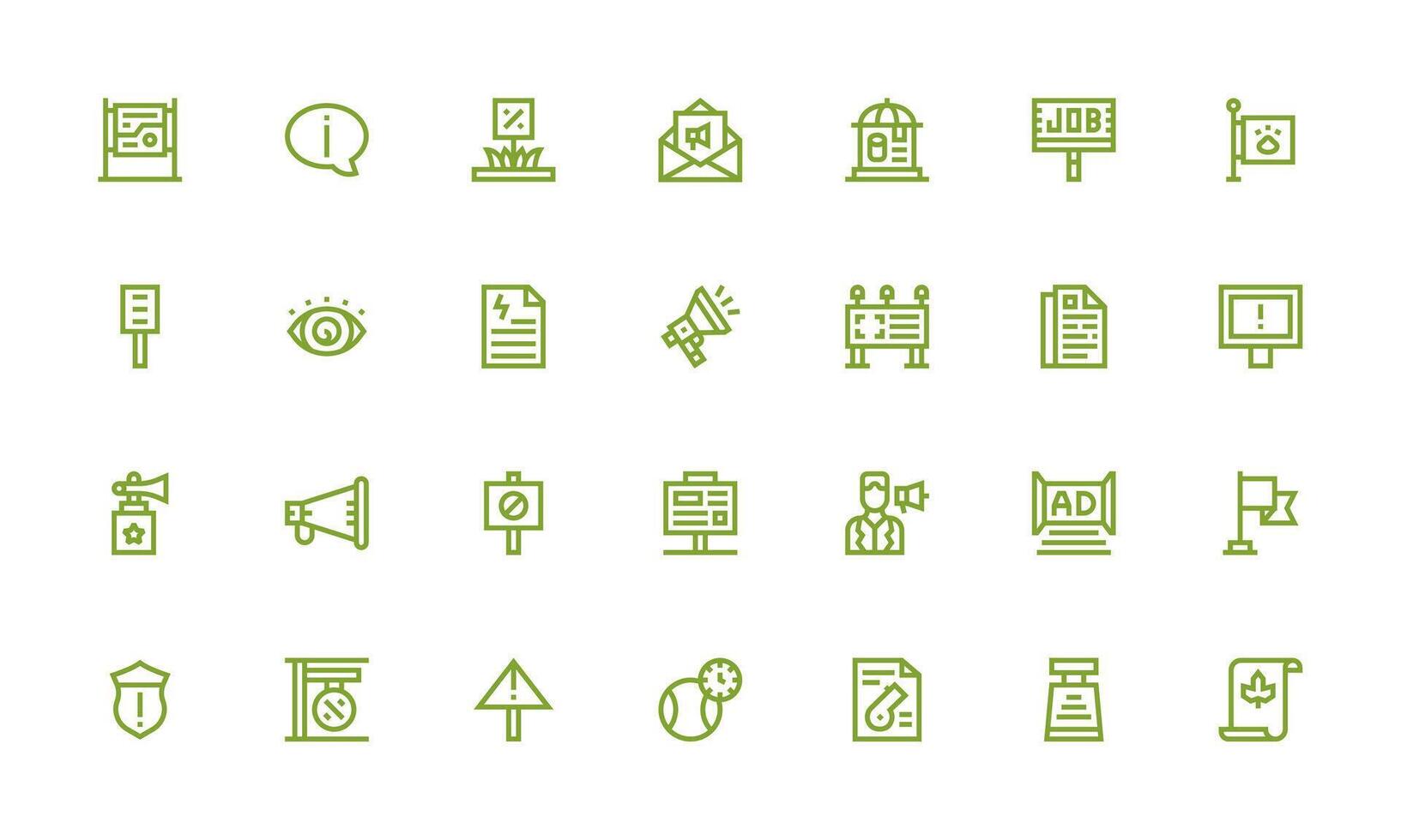 Notice Design Icons featuring 28 in Bold Line Style High-Resolution Icons for Any Platform vector