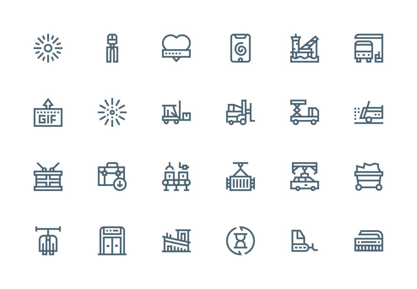 Loading Design Icons featuring 24 in Thick Line Line Style Fully Editable Icon Set for Web vector