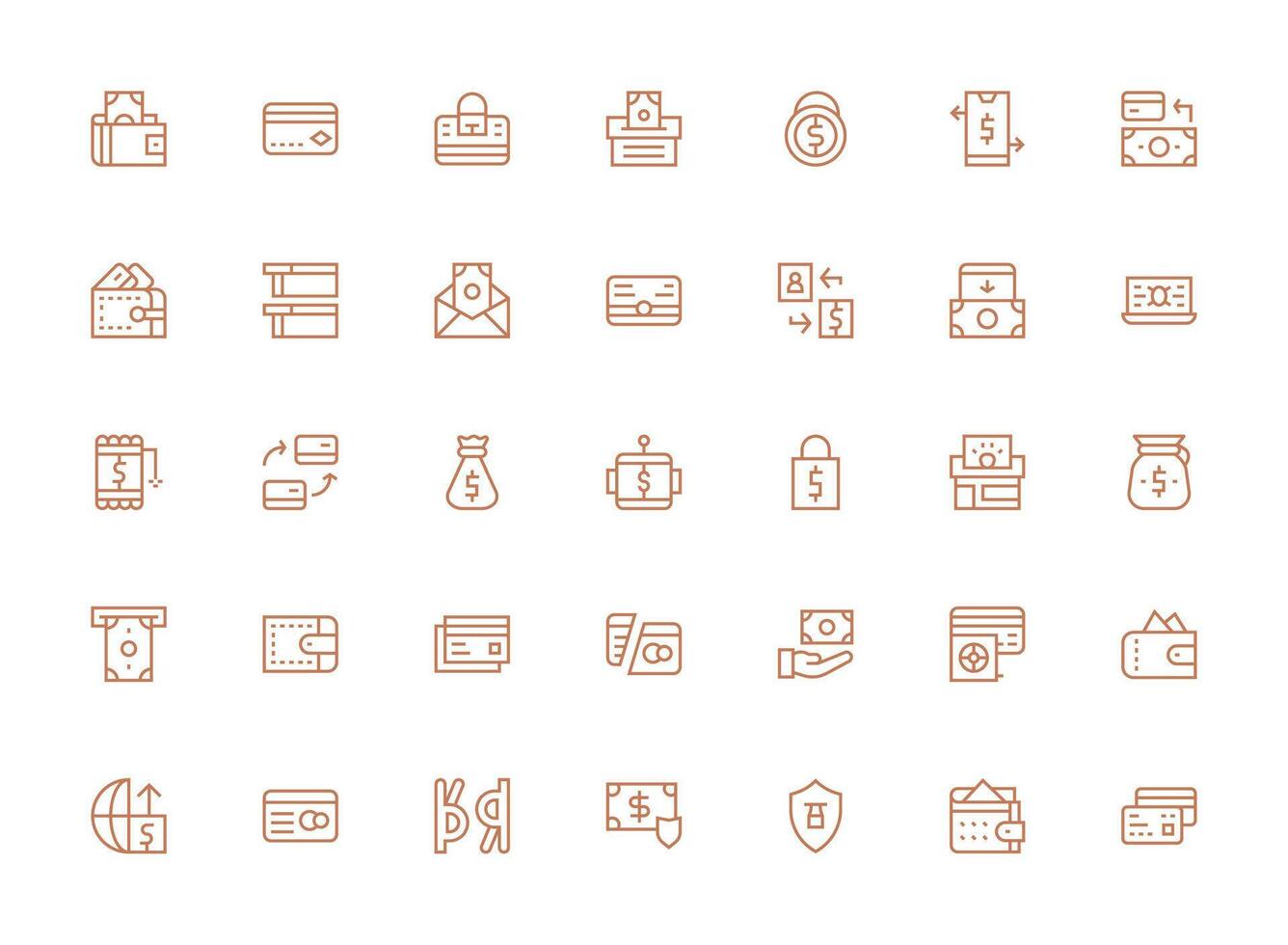 35 Regular Clean Line Style Icons from Banking Collection Style Icon Set vector