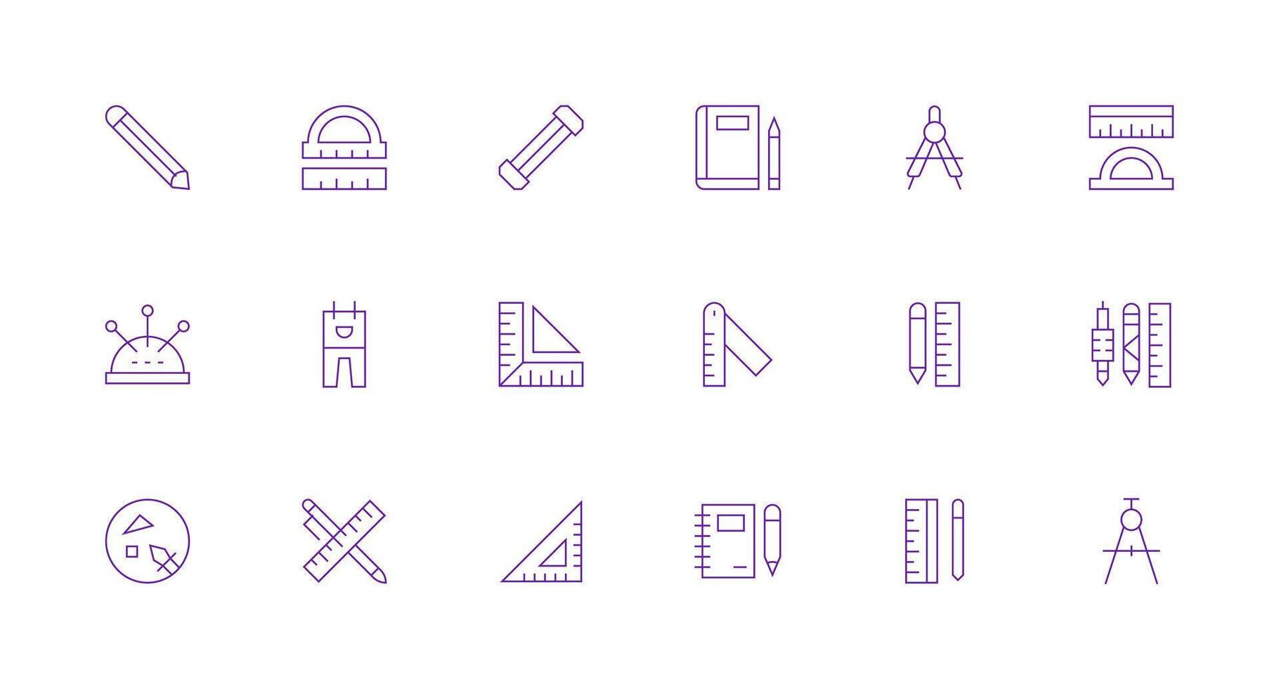 Drafting Icon Collection with 18 Minimal Line Designs Dashboard Icon Series vector