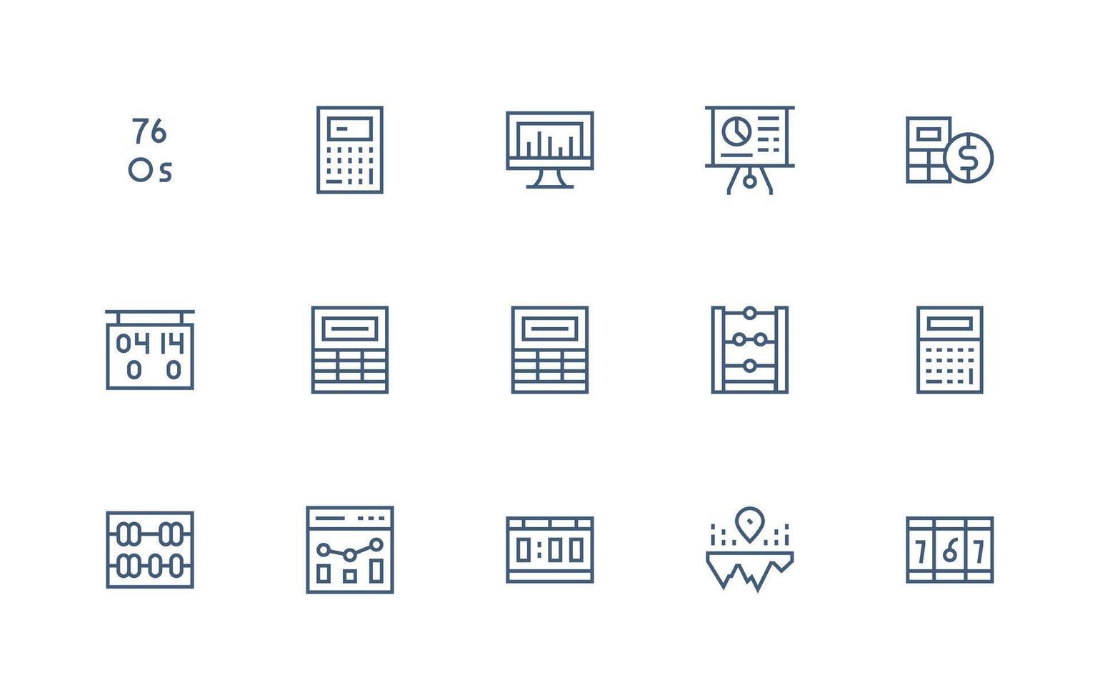 Regular Line Style Numbers Icons with 15 Vectors Compact Icon Set