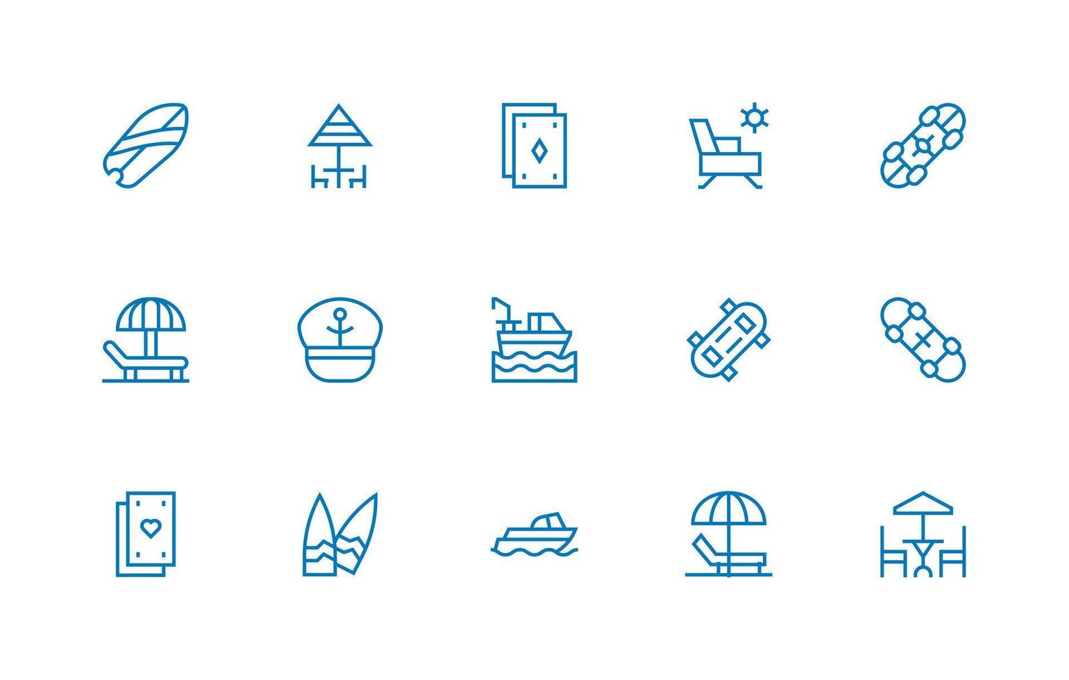 Regular Line Icons from Deck Set with 15 Vectors Multi-Style Icon Collection