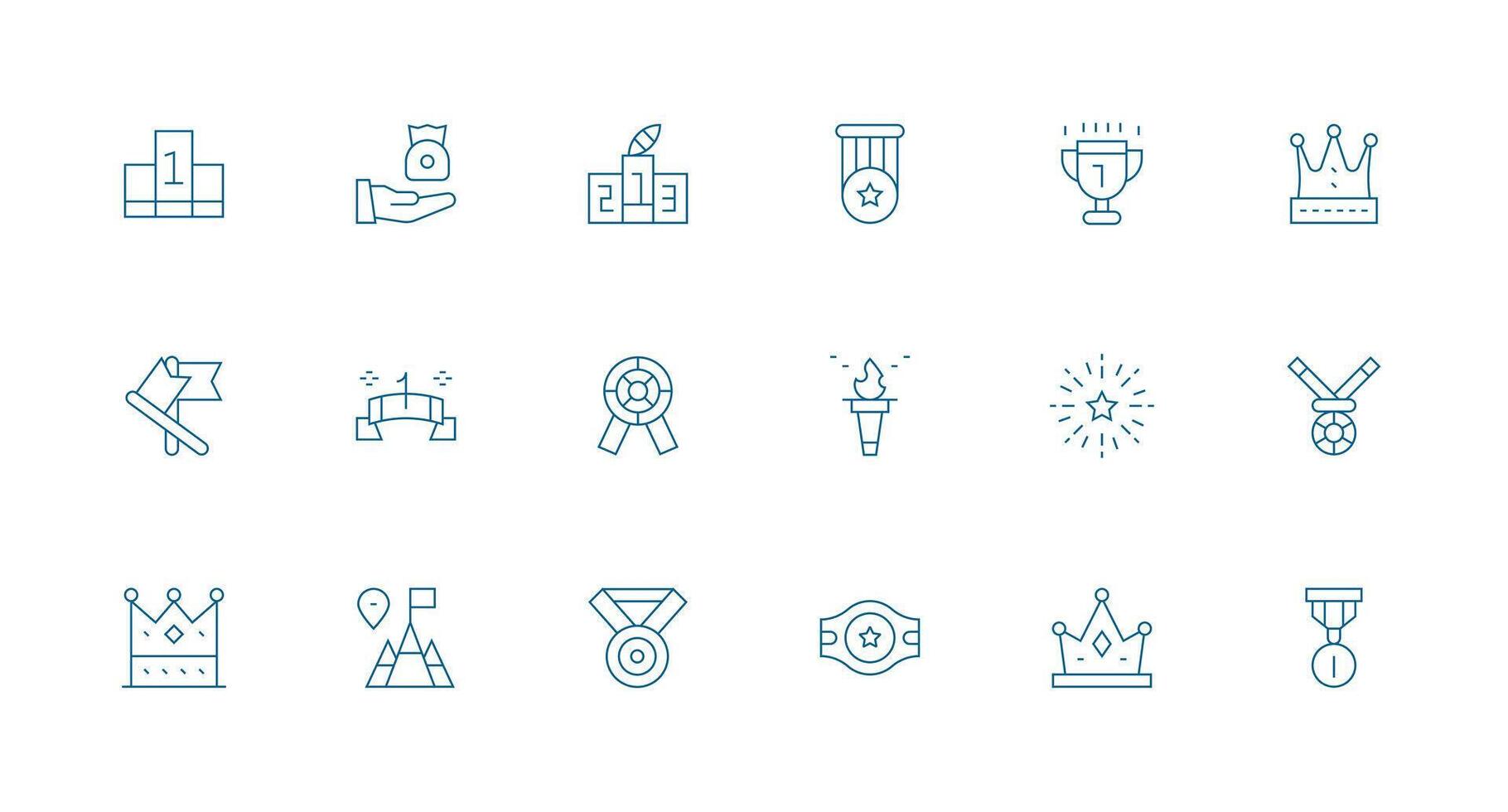 mínimo línea íconos desde triunfo conjunto con 18 vectores web icono colección