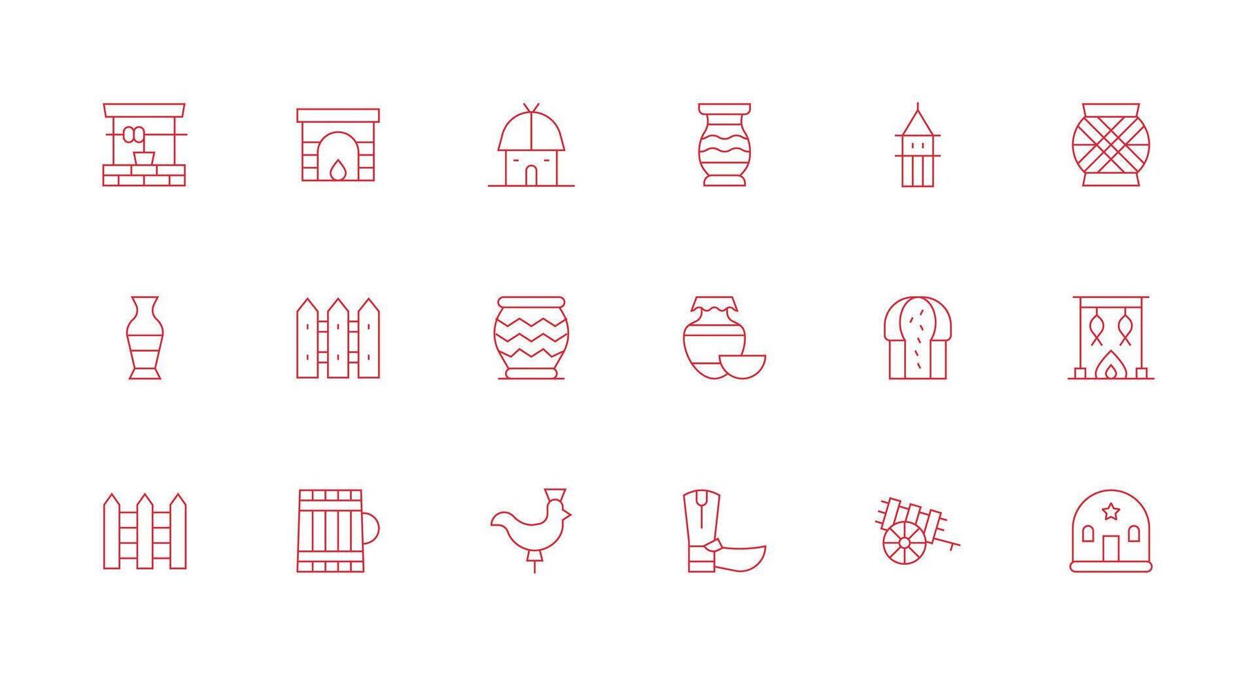 18 Minimal Line Style Icons from Rustic Collection Minimal Icon Set for Interface Projects vector