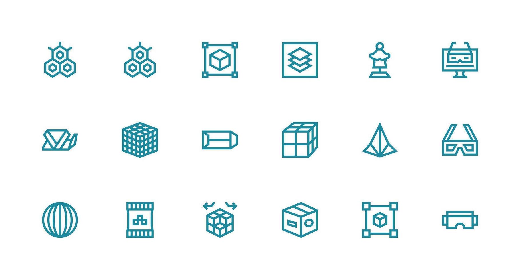 Strong Stroke Line Style 3D Icons with 18 Vectors Simplified Icon Pack for Visual Tools