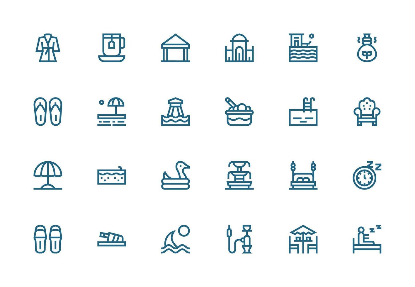 Relaxation Icon Set with 24 Thick Line Line Graphics Multi-Purpose Icon Pack for Templates vector