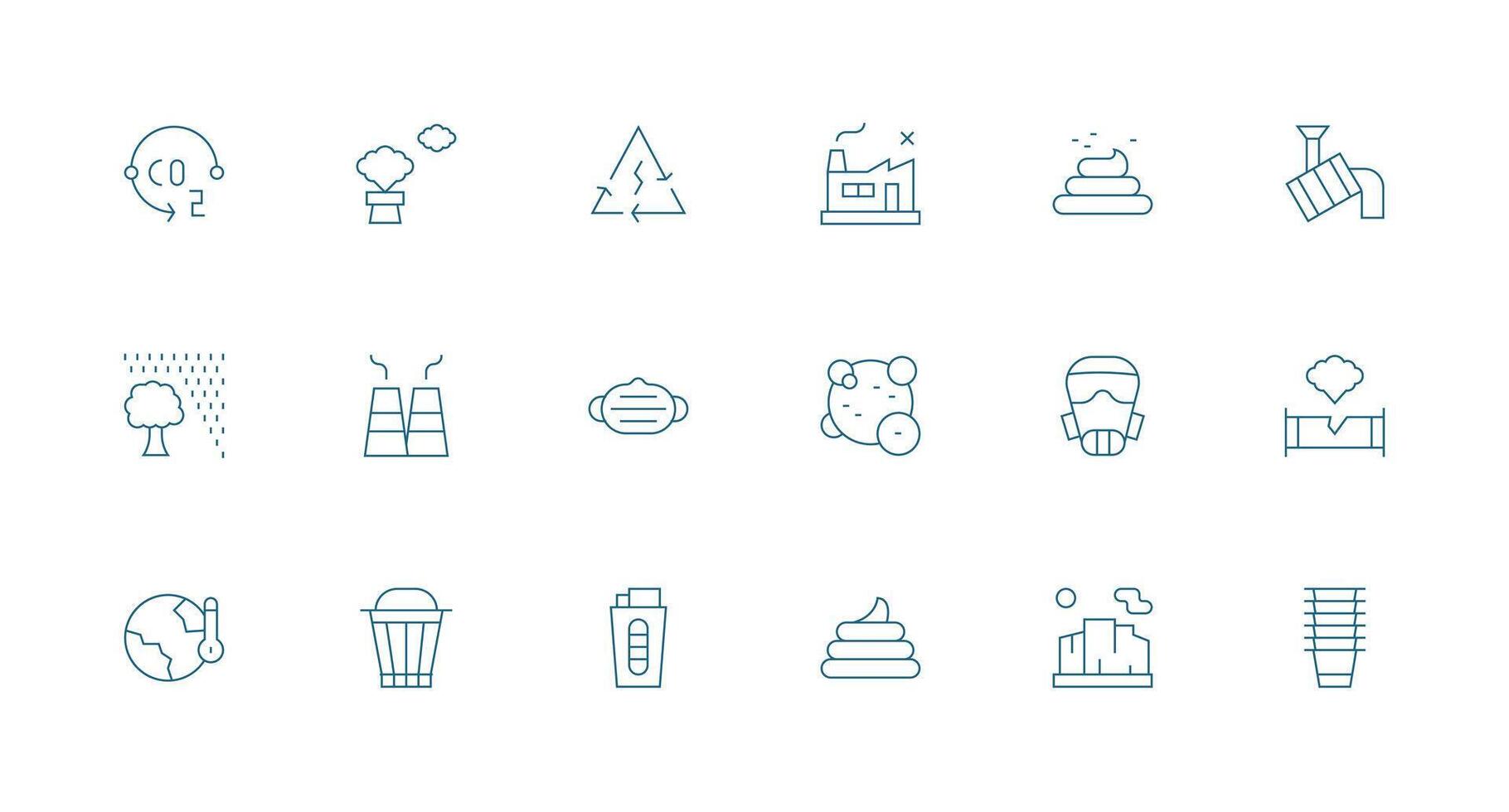 Pollution Visual Pack containing 18 Minimal Line Icons Interface Icons for Daily Use vector