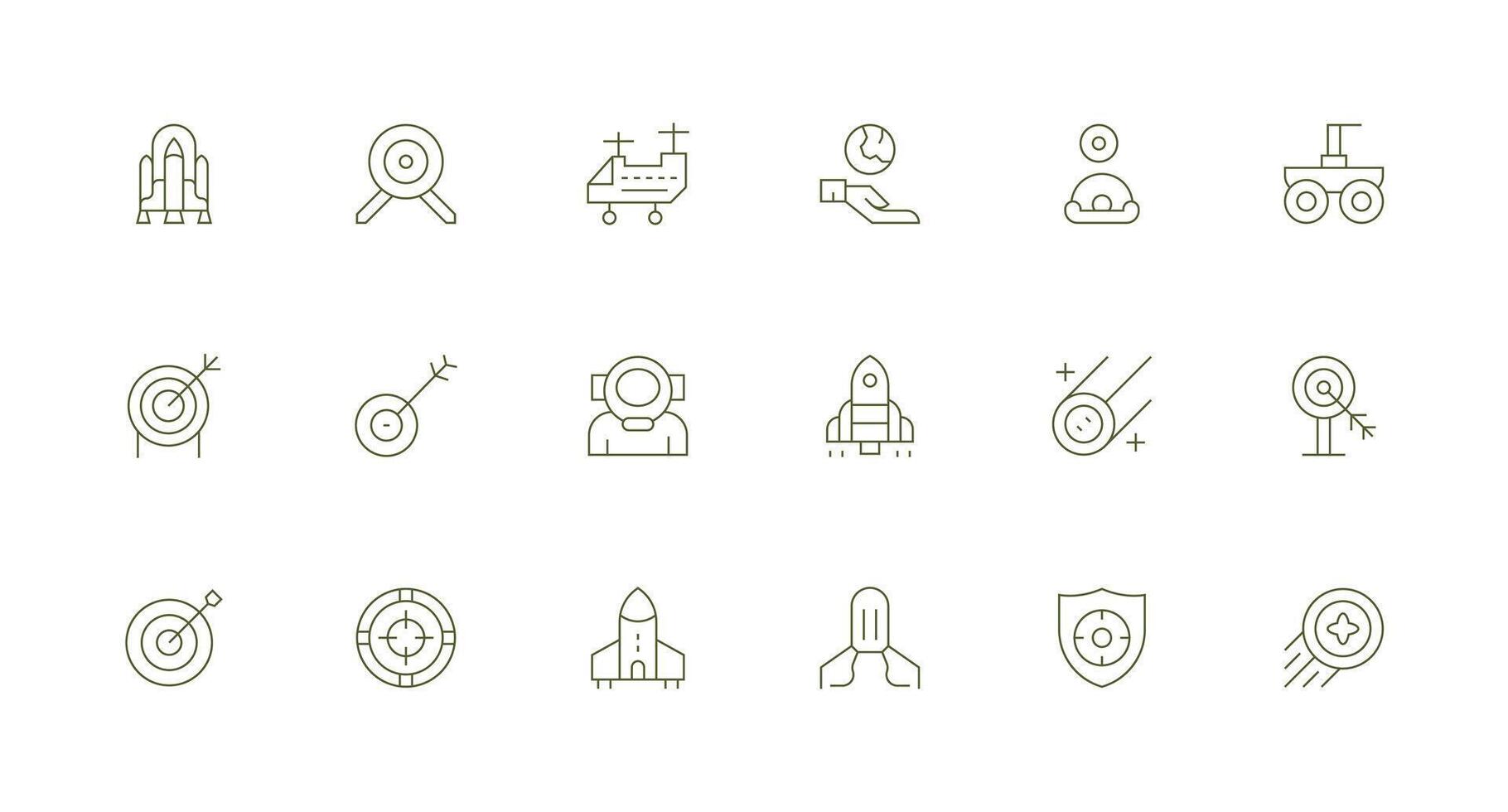 18 Minimal Line Style Icons from Mission Collection Lightweight Icon Series for Fast Prototypes vector