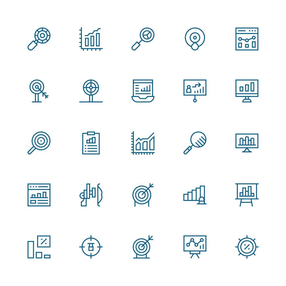 25 Icons for Kpi in Medium Stroke Outline Format Core Icon Collection for Daily Tasks vector
