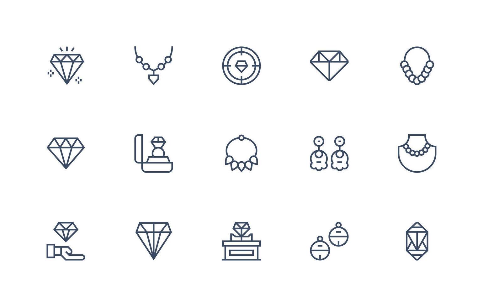 Gemstone Visual Pack containing 15 Regular Line Icons Essential Icon Set for Teams vector