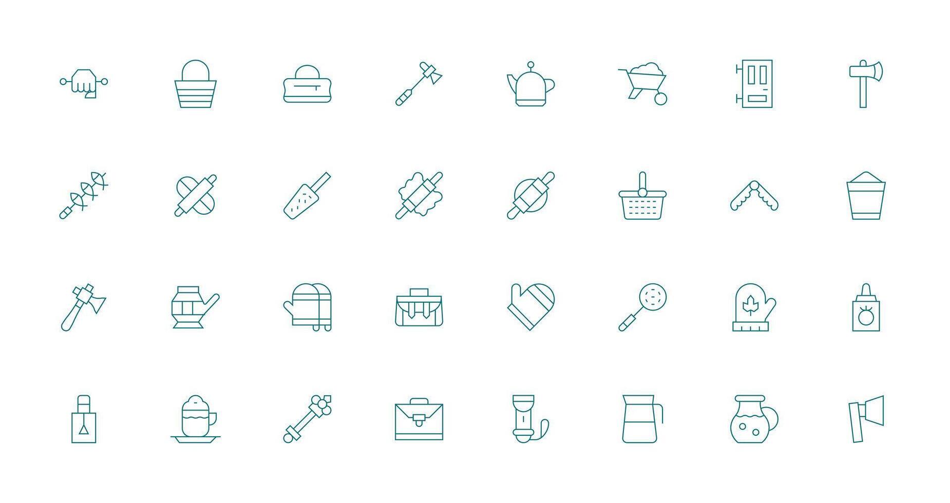 Thin Line Style Handle Icons with 32 Vectors Complete Icon Set for Mobile Apps