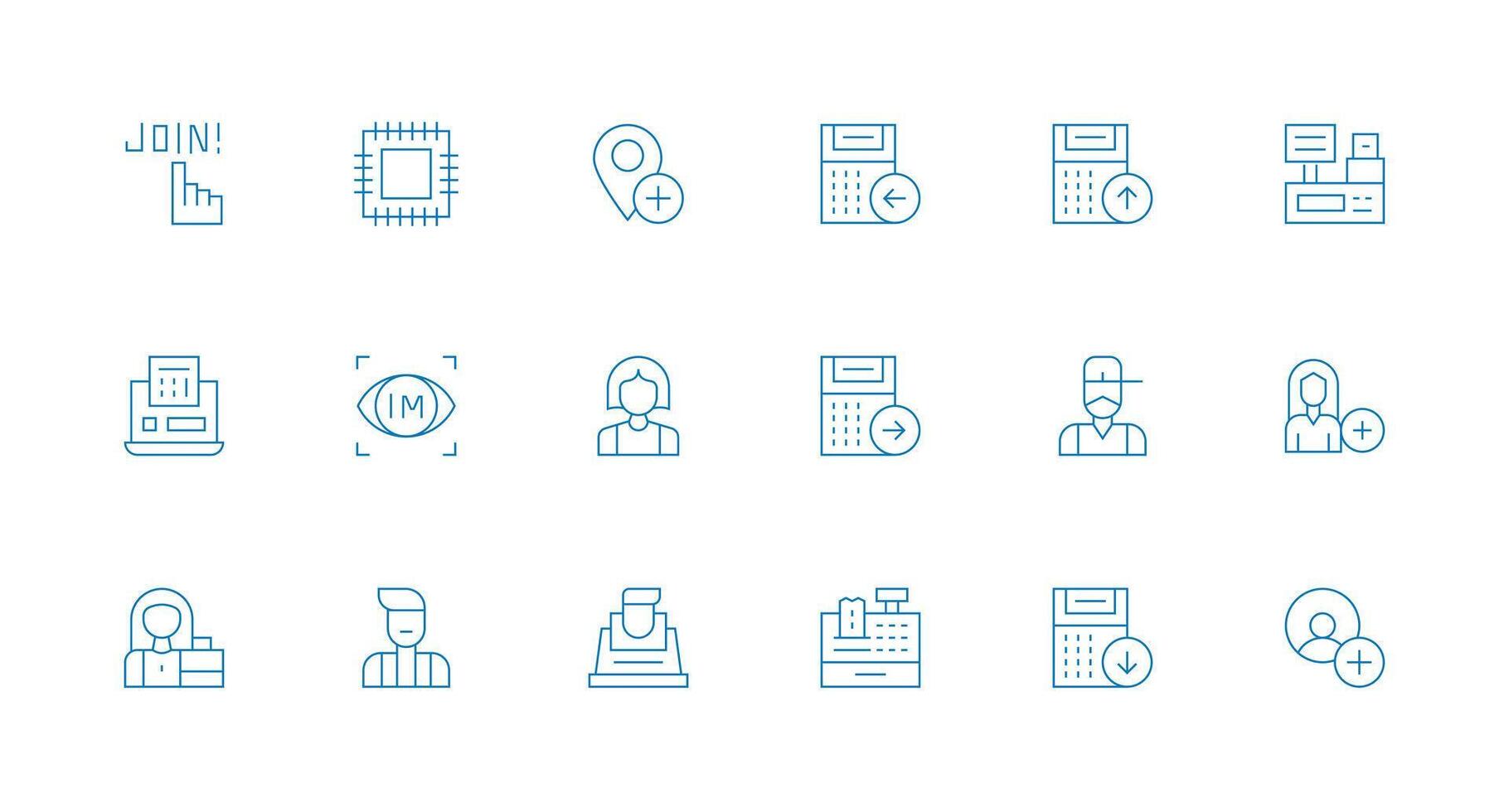 18 Register Icons in Minimal Line Aesthetic Flexible Icon System for Web Interfaces vector