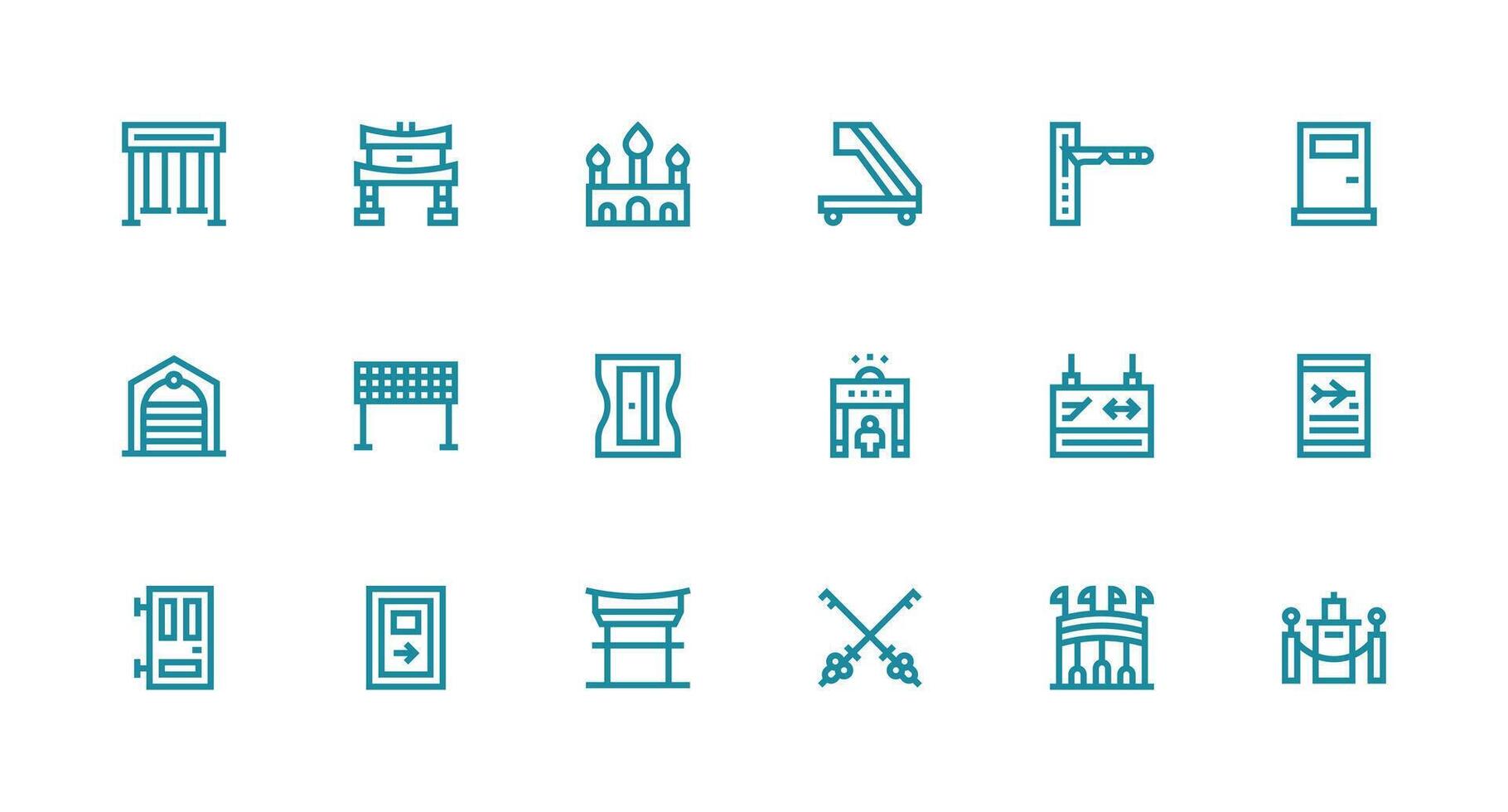 Strong Stroke Line Icons from Gate Set with 18 Vectors Simple Icons for Interface and Wireframes