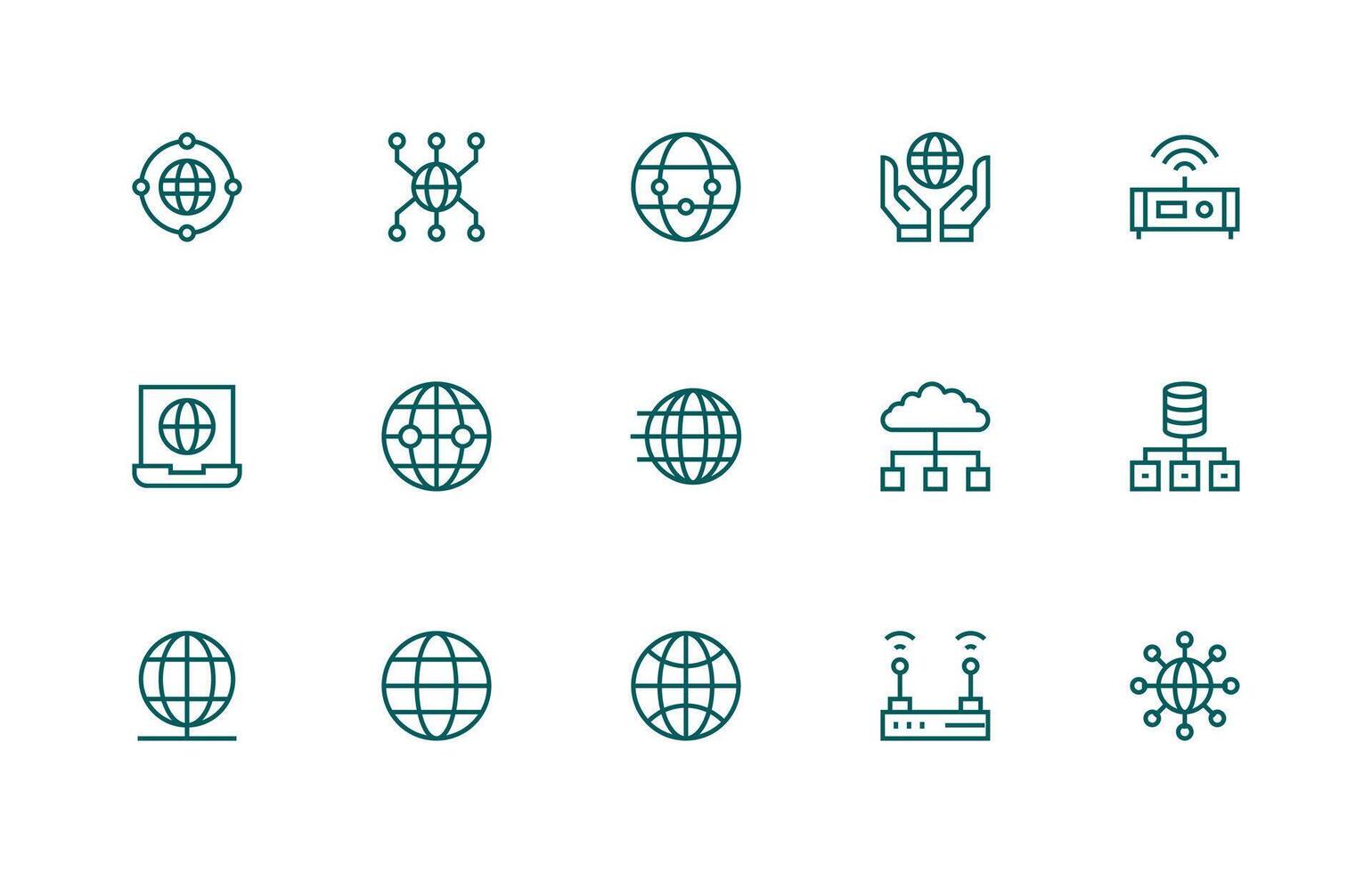 15 Regular Line Icons for Network Connection Graphics Digital Icon Collection vector