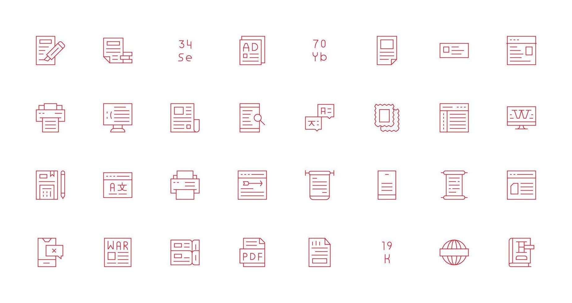 Text featuring 32 Icons in Thin Line Design Essential Icon Set for Teams vector