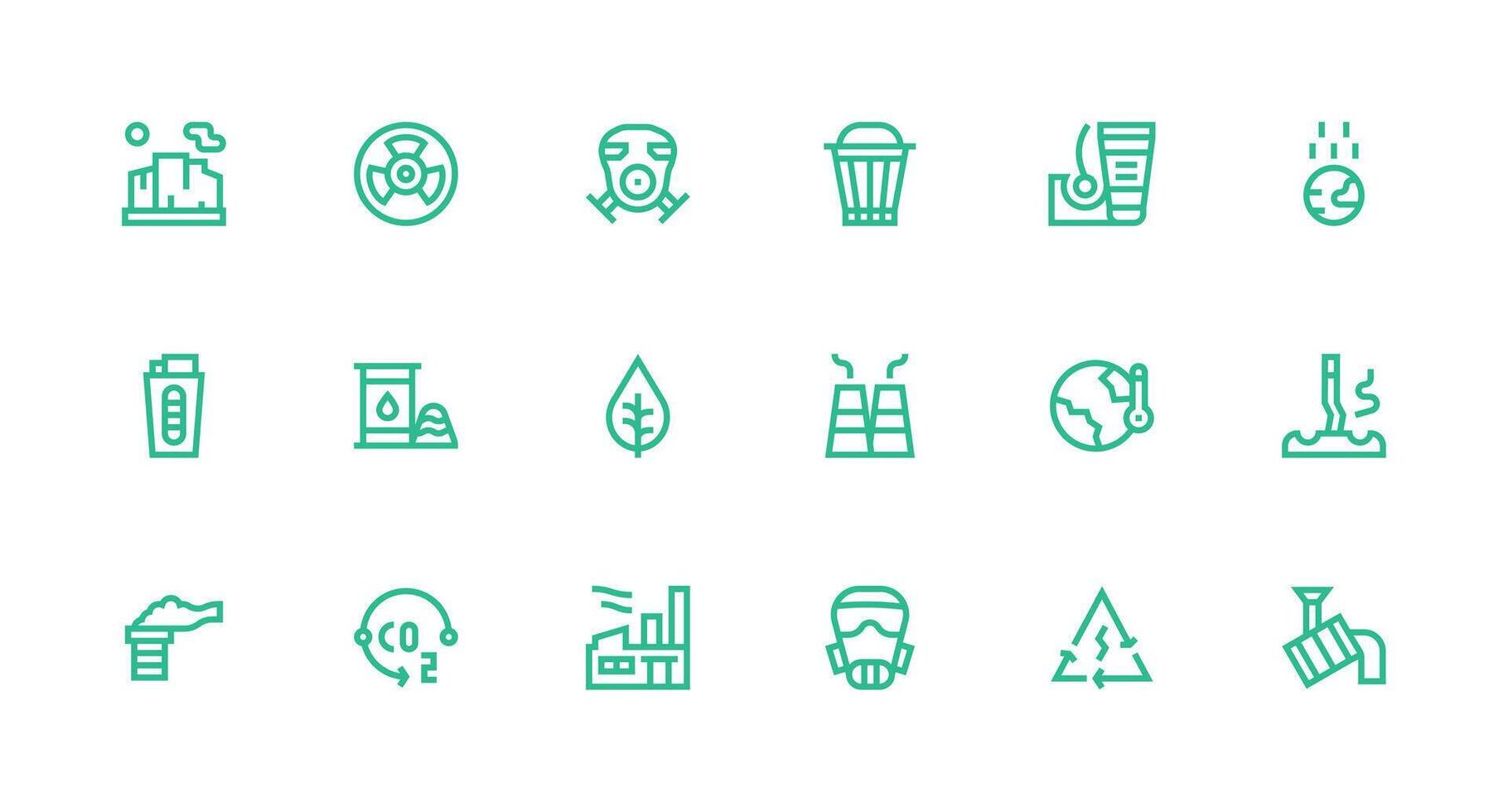 Pollution Icon Set with 18 Strong Stroke Line Graphics Interface Icons for Daily Use vector