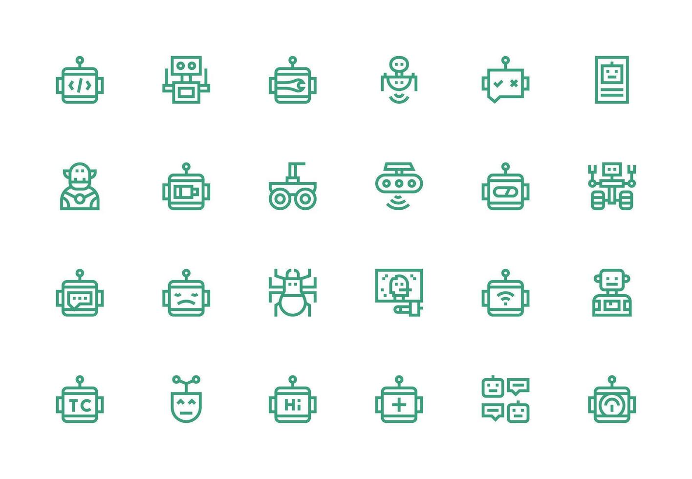 Thick Line Line Icons from Robot Set with 24 Vectors Line Icon Collection