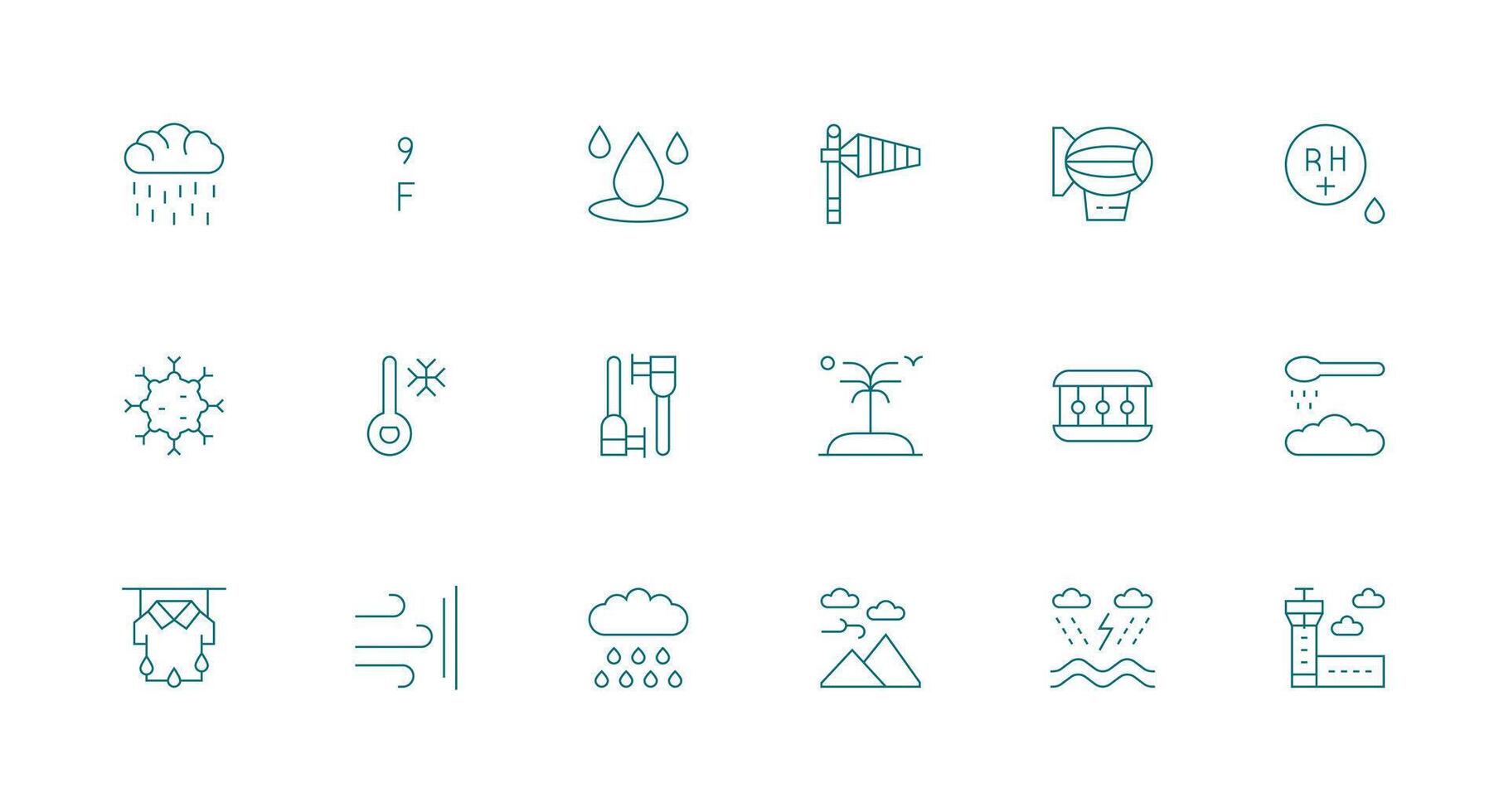 18 Icons for Weather in Minimal Line Format Versatile Icon Collection for Designers vector