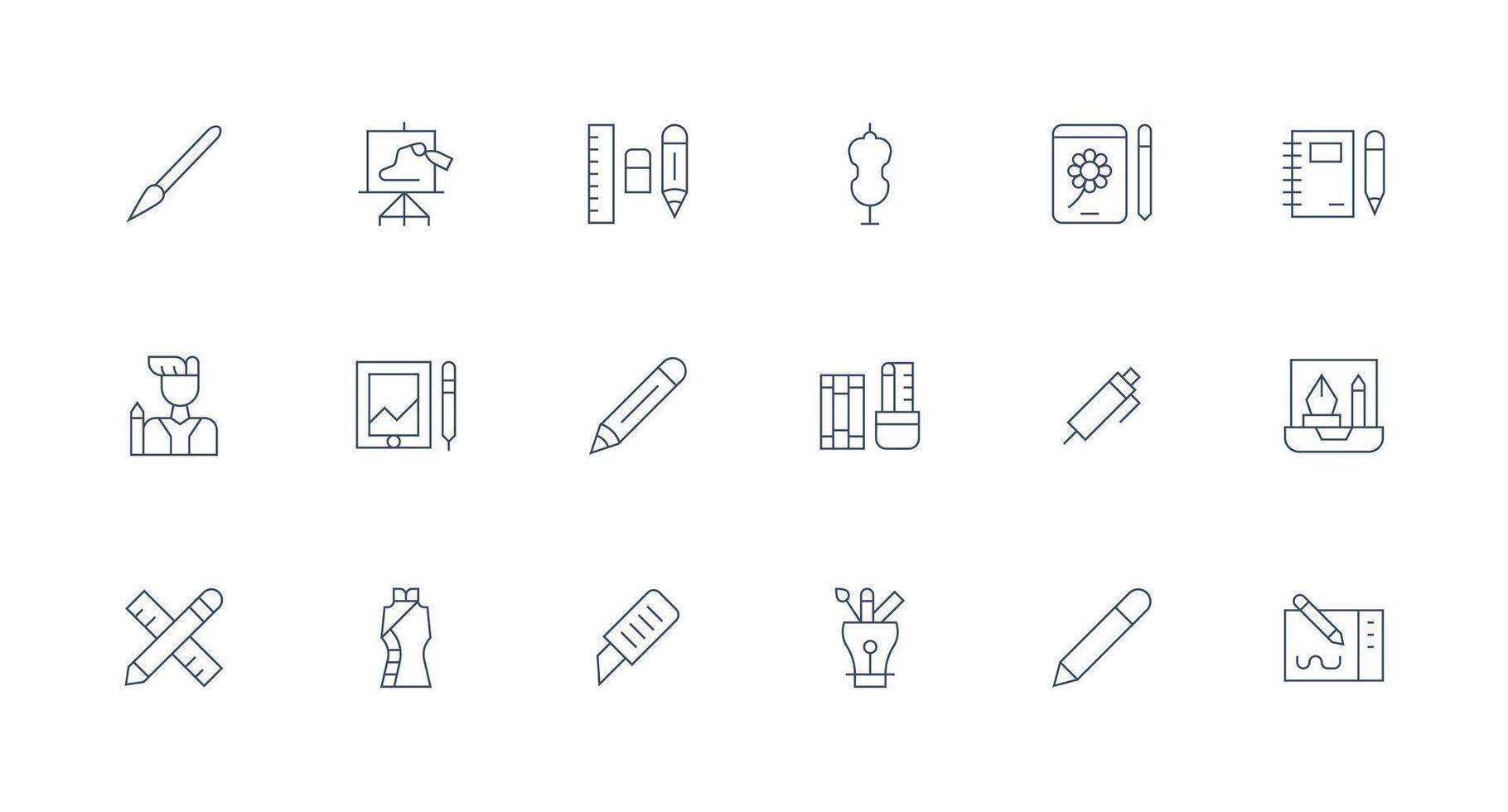 18 Minimal Line Designs for Sketching Icons UI-Ready Icon Collection vector