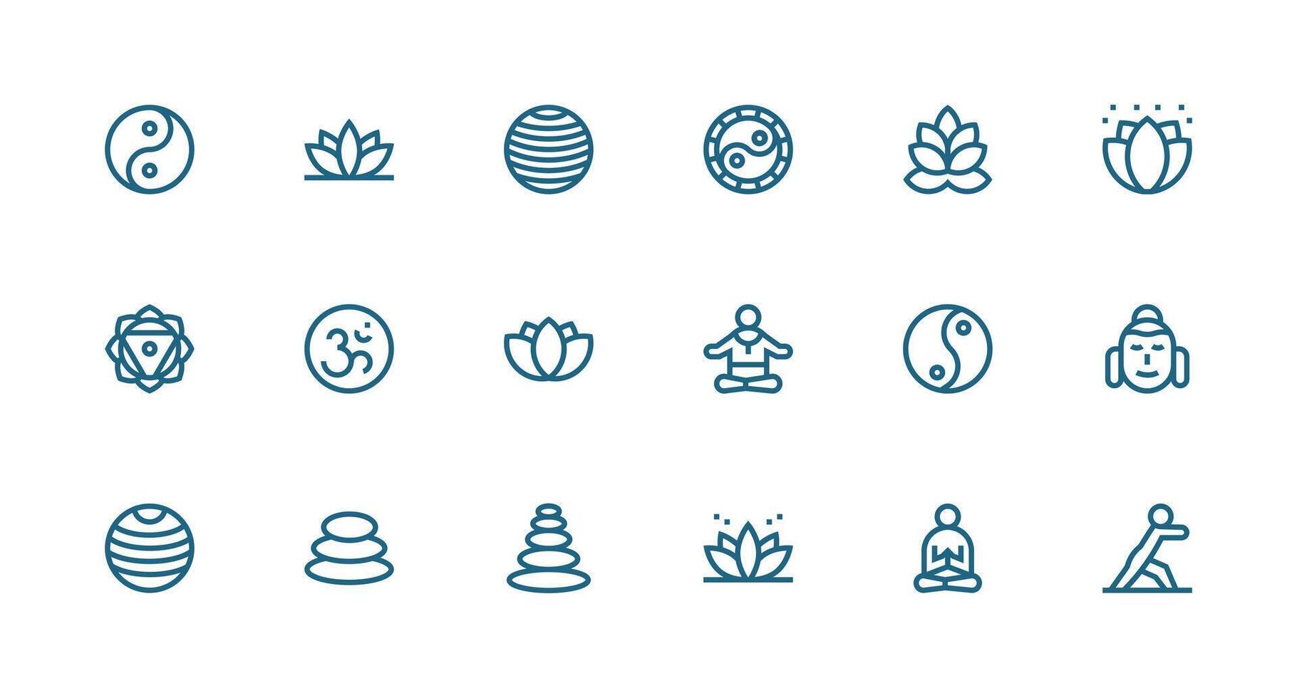 Strong Stroke Line Style Yoga Icons with 18 Vectors UI and UX Focused Icon Collection