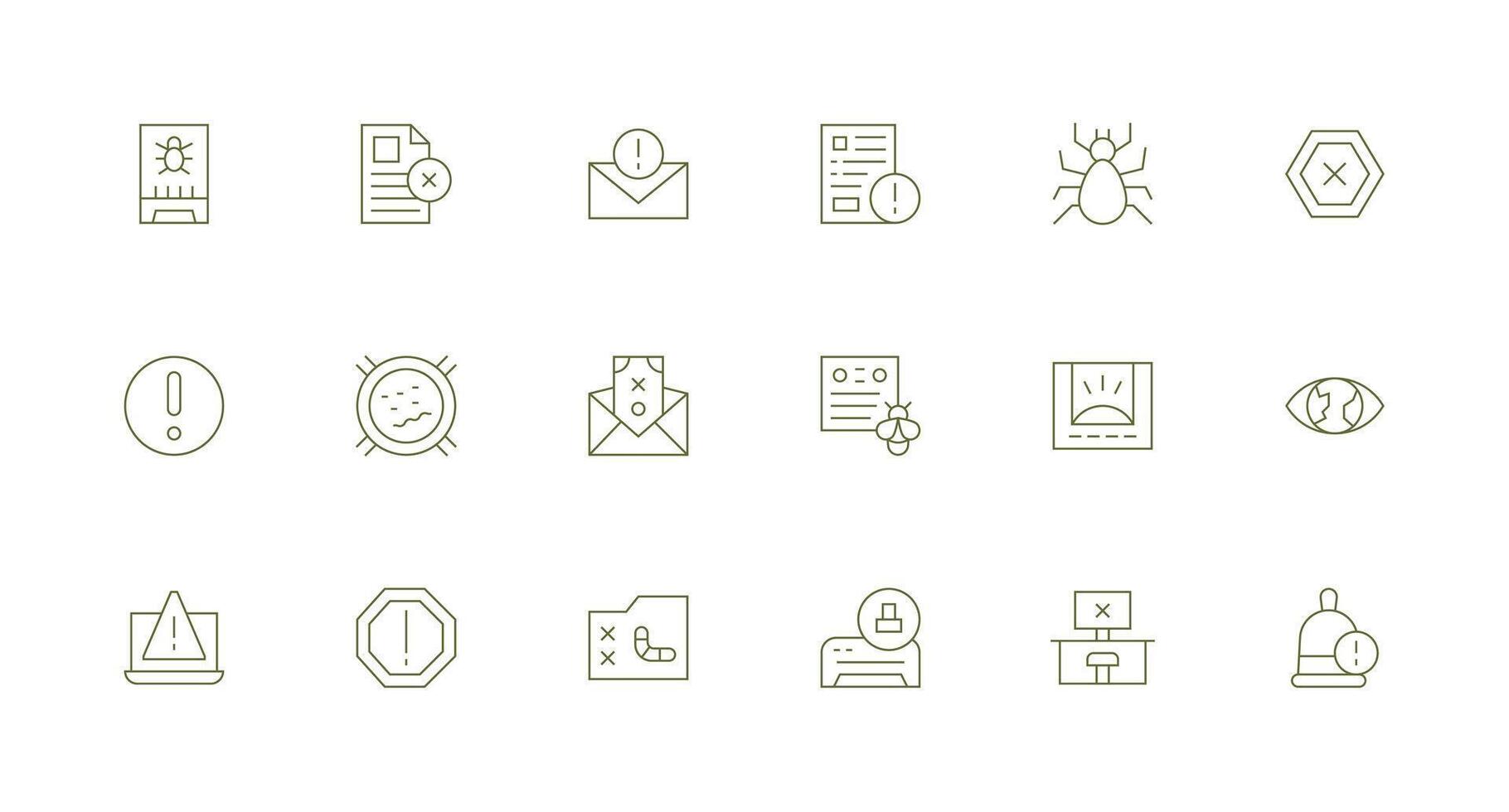 Error Message Set with 18 Minimal Line Icons UI and UX Focused Icon Collection vector