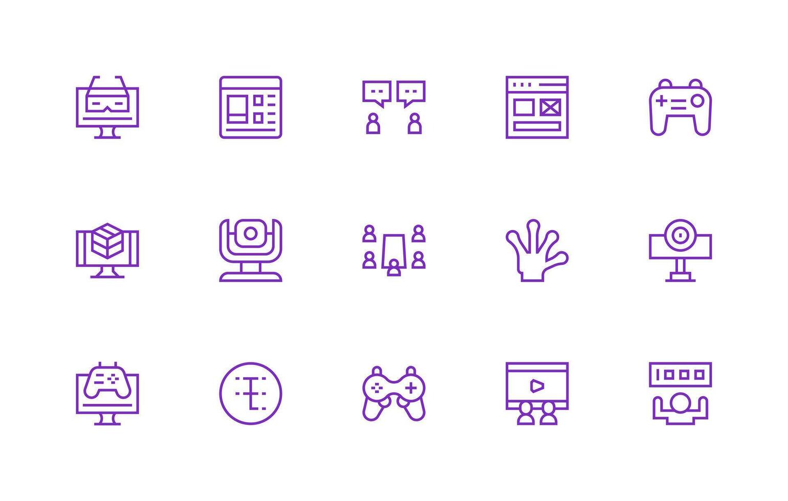 15 Icons for Interactive in Regular Line Format Modern Line and Glyph Icon Series vector