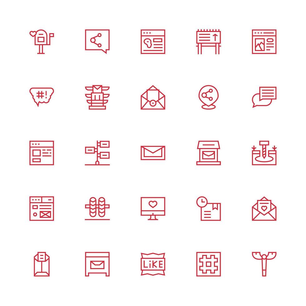 25 Medium Stroke Outline Style Icons from Post Collection High-Resolution Icons for Any Platform vector