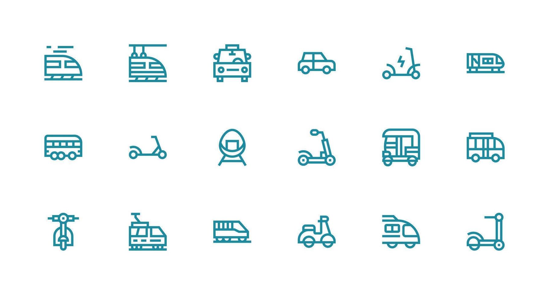 18 Strong Stroke Line Vectors for Commute Theme Balanced Icon Set for Functional Design