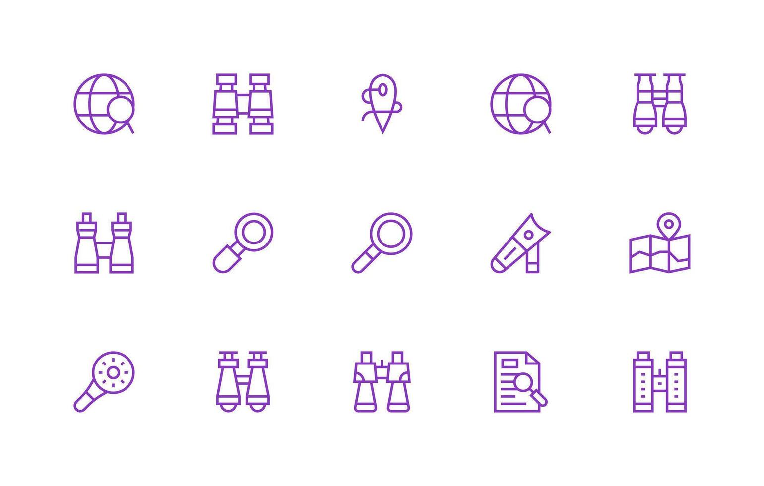 Regular Line Style Explore Icons with 15 Vectors Neatly Designed Icons for Web Platforms