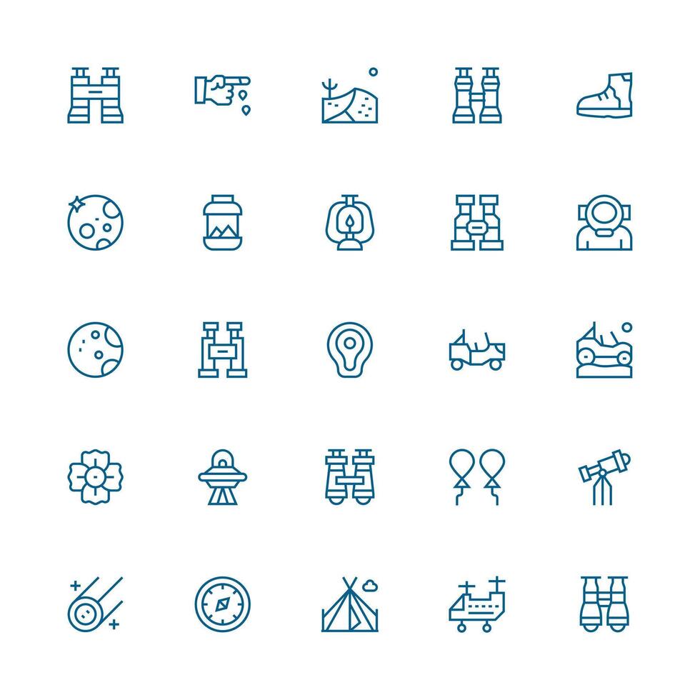 Medium Stroke Outline Icons from Exploration Set with 25 Vectors Smart Icon Collection