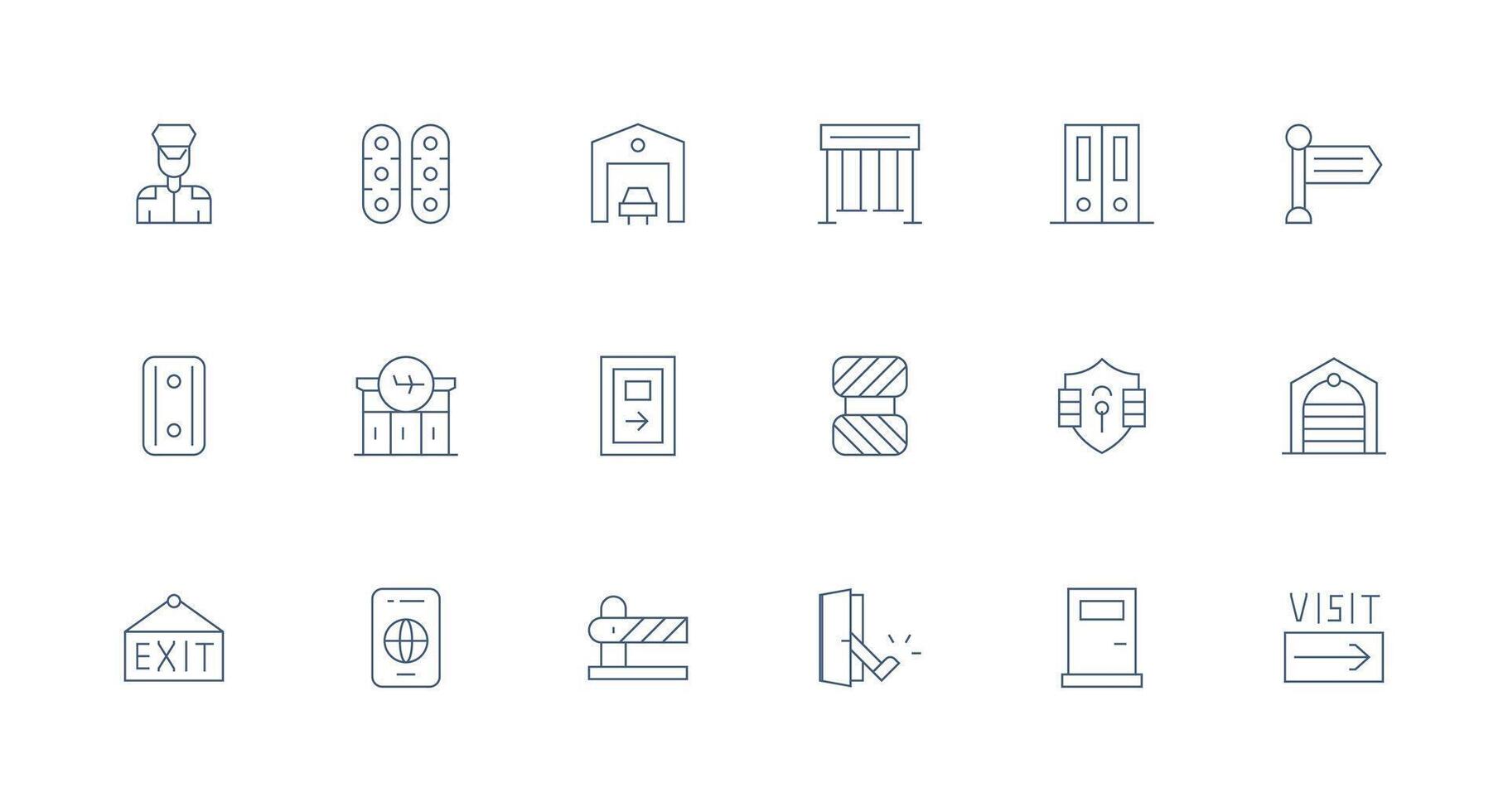 Exit Visual Pack containing 18 Minimal Line Icons Lightweight Icon Series vector