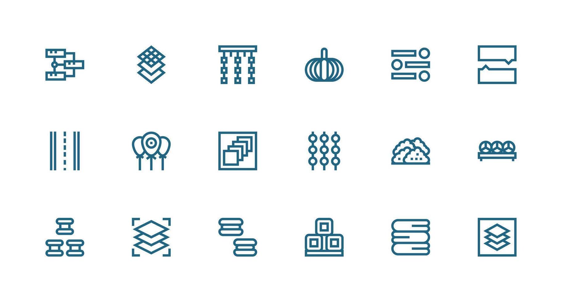 Grouping Icon Set with 18 Strong Stroke Line Graphics Clean Icon Collection for Web Use vector