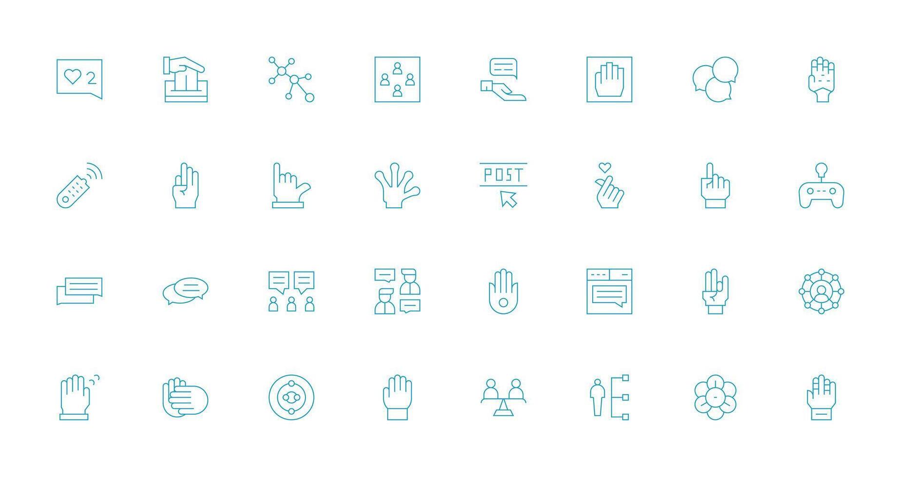 Interaction featuring 32 Icons in Thin Line Design Well-Structured Icons for Creative Use vector