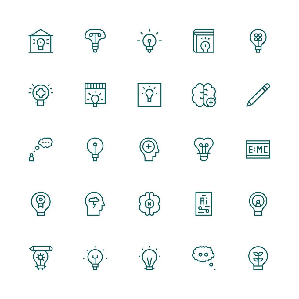 Concept Icon Set with 25 Medium Stroke Outline Graphics Quick Access Icons for UI Development vector