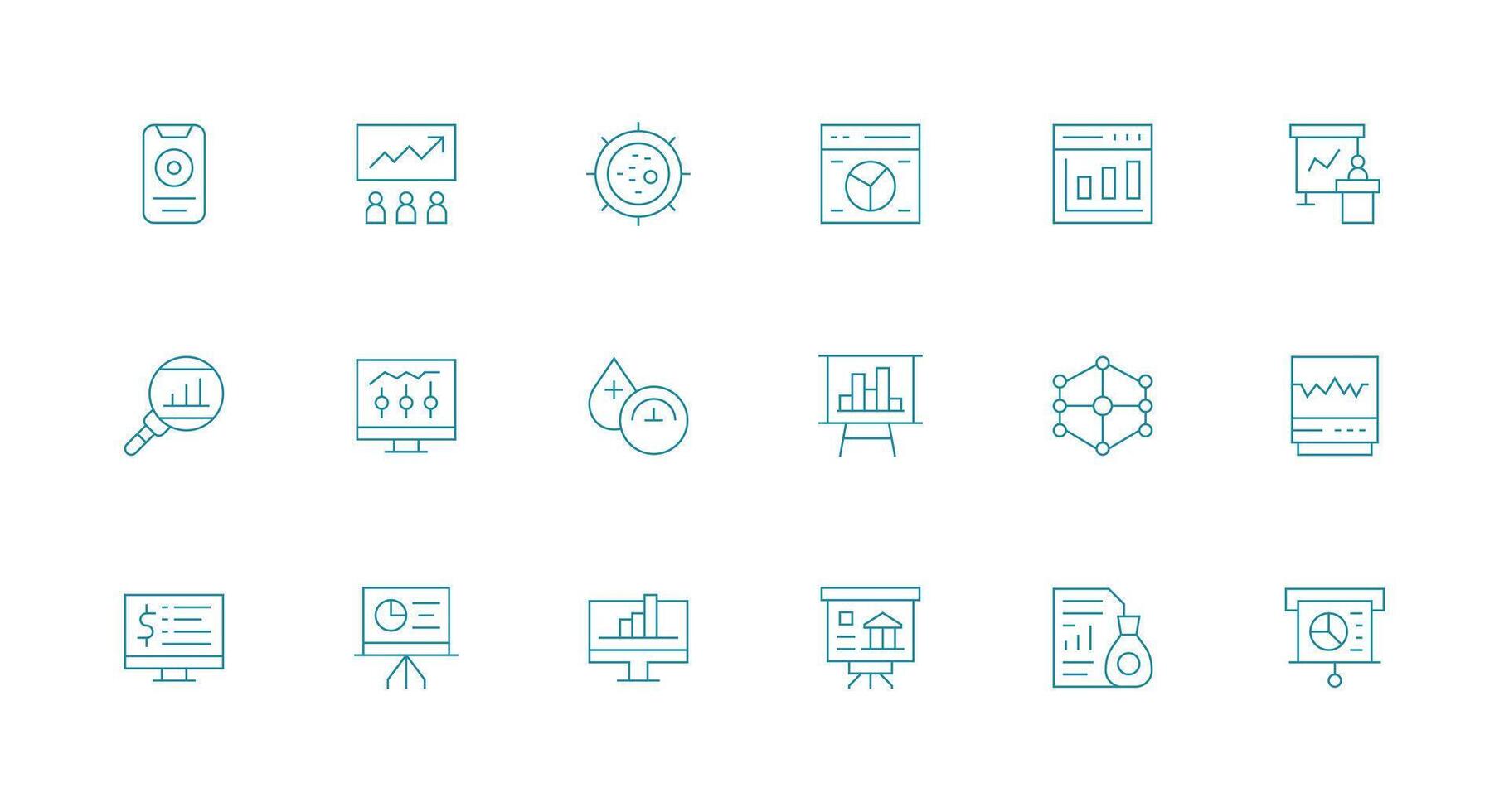 18 mínimo línea diseños para grafico íconos de múltiples fines icono conjunto vector