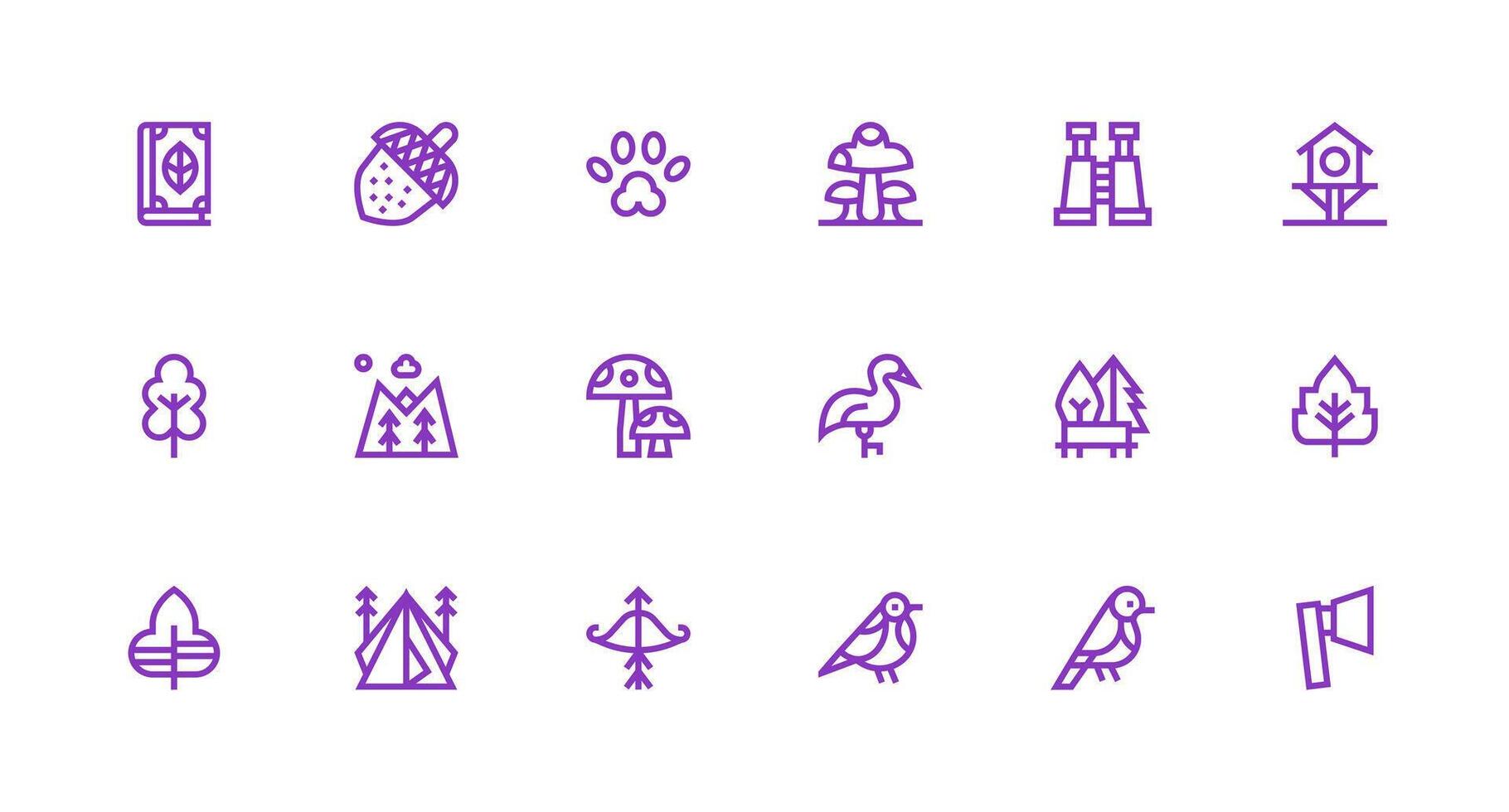 18 Icons for Forest in Strong Stroke Line Format Clean Icon Collection for Web Use vector