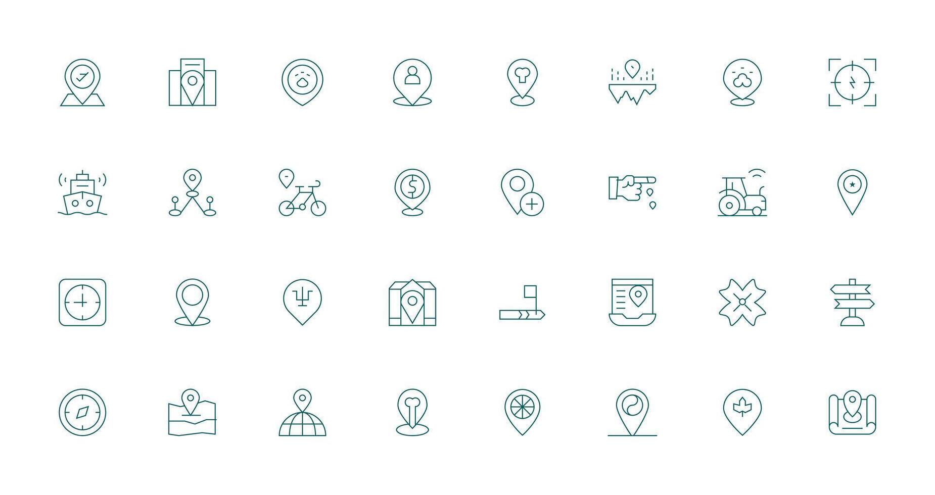 Gps Icon Set with 32 Thin Line Graphics Icon Collection Set vector