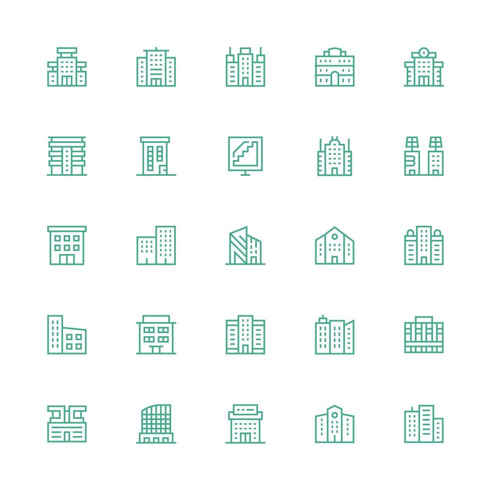 Medium Stroke Outline Icons from Office Building Set with 25 Vectors High-Resolution Icons for Any Platform
