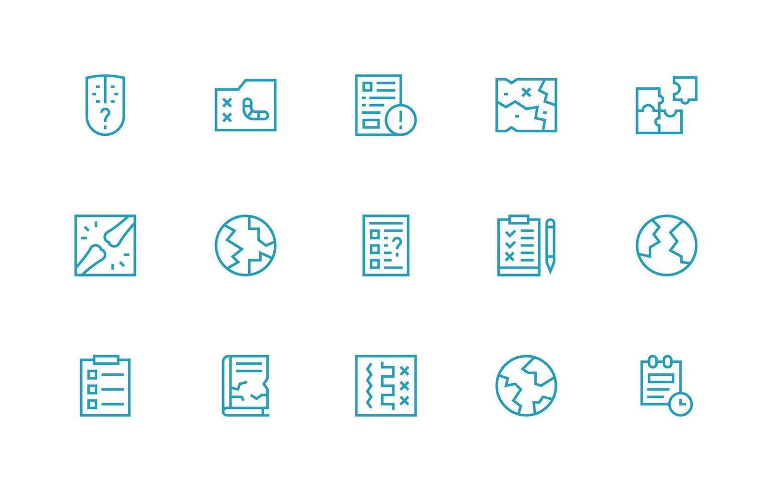 Incomplete Icon Set with 15 Regular Line Graphics UI Icon Set vector