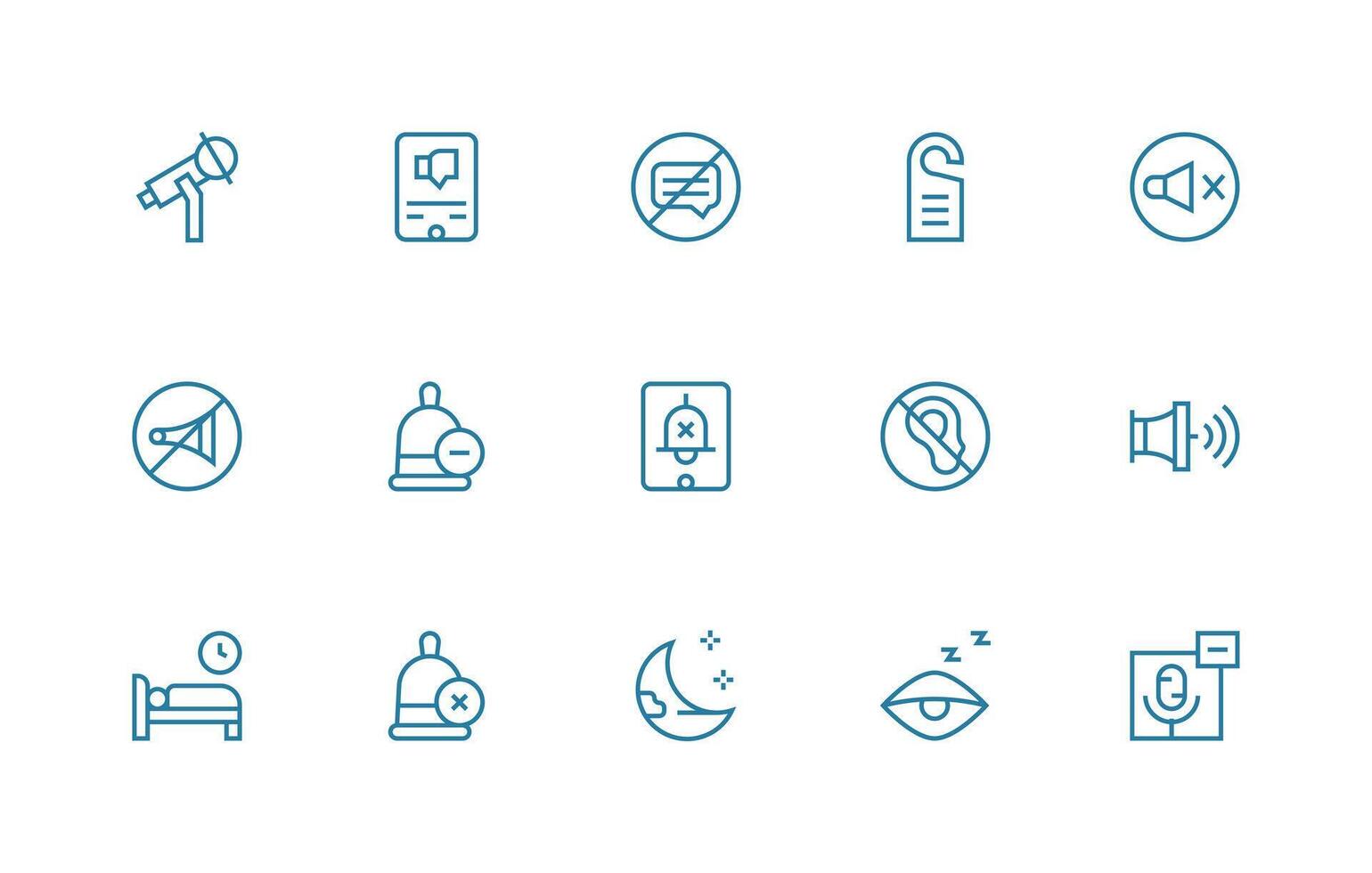 Quiet Icon Set with 15 Regular Line Graphics Clean Set for Layout Prototypes vector