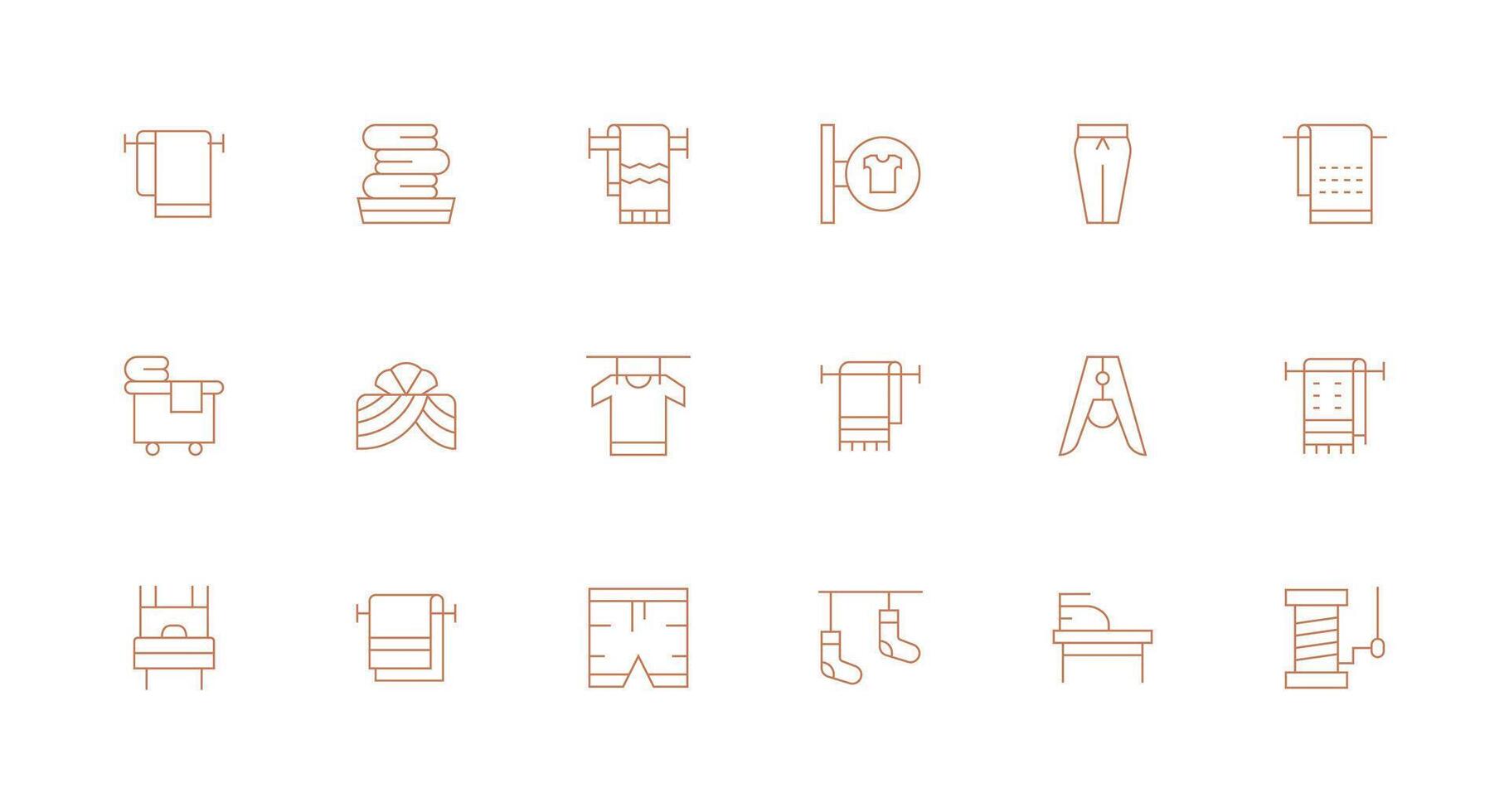 Linen Icon Collection with 18 Minimal Line Designs Neatly Designed Icons for Web Platforms vector