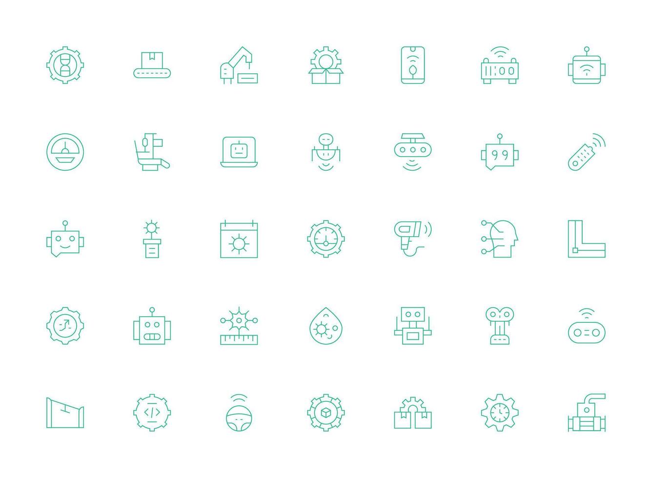 Automation Design Icons featuring 35 in Light Line Style Icon Collection Set vector