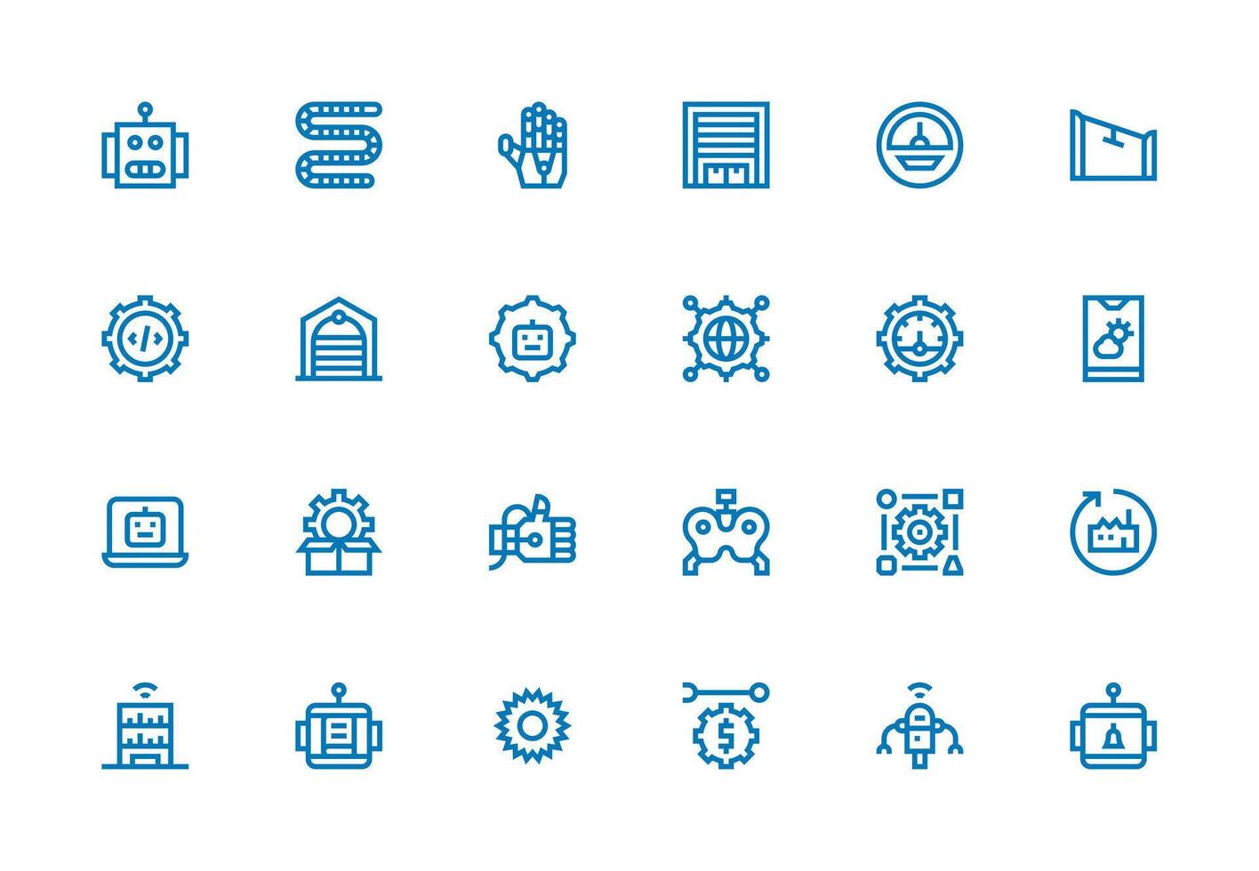 Automation Visual Pack containing 24 Thick Line Line Icons Icon Pack for UI vector