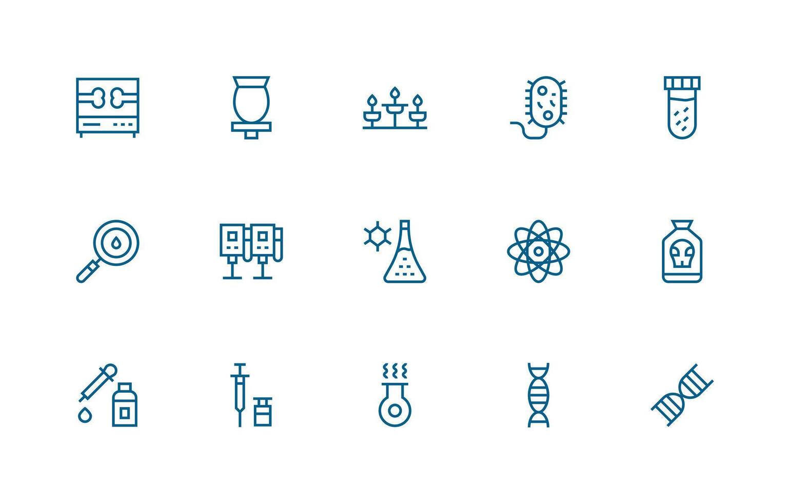 Regular Line Style Laboratory Icons with 15 Vectors Neat Icon Set