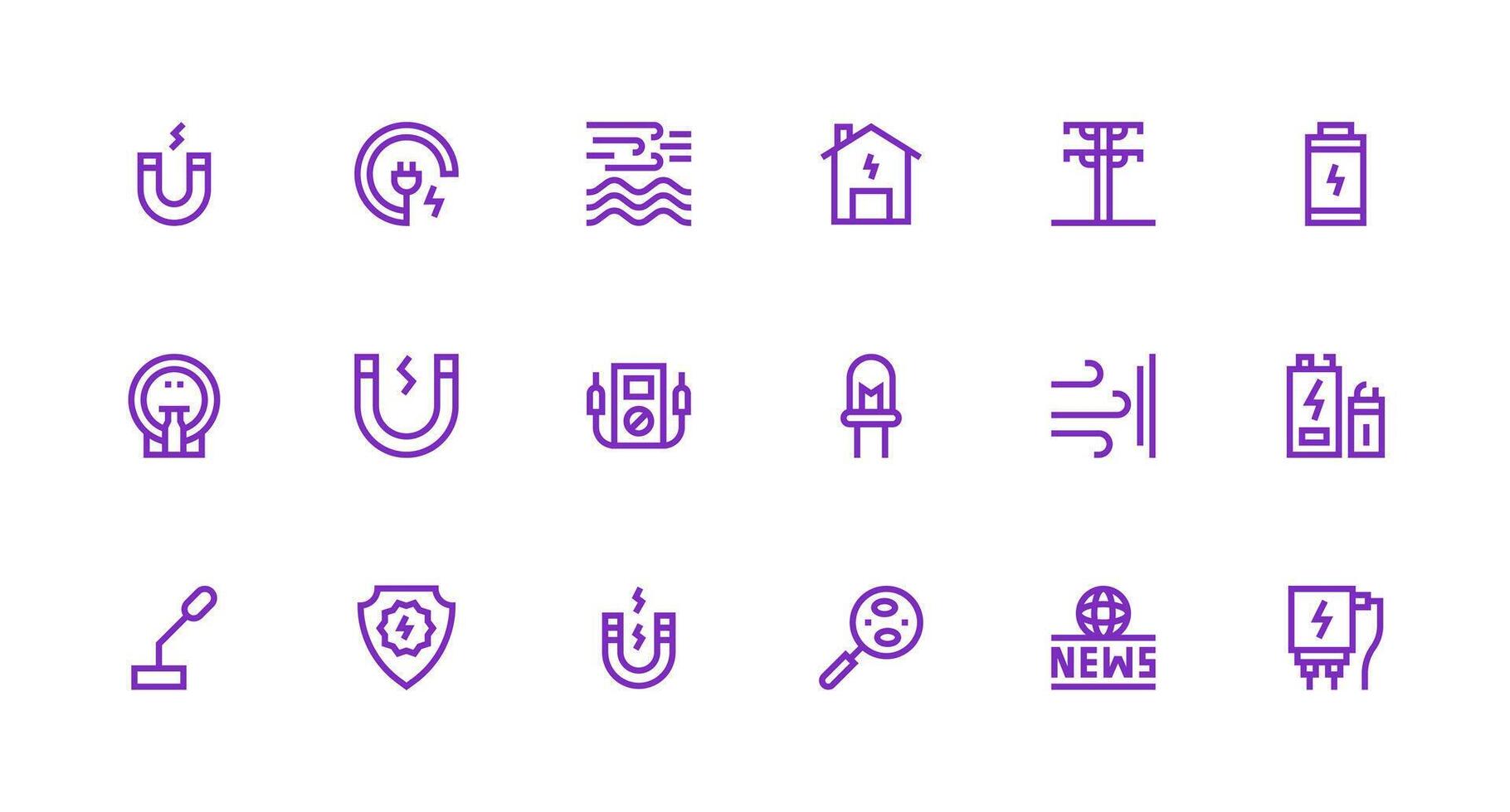 Current Design Icons featuring 18 in Strong Stroke Line Style Clean Icon Collection for Web Use vector