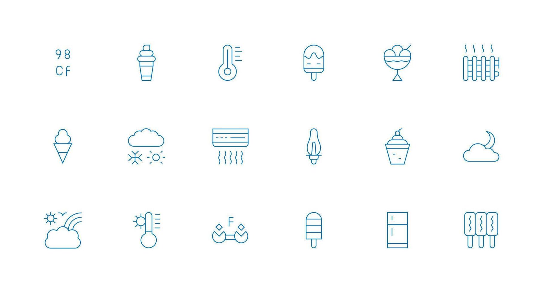 18 Minimal Line Style Icons from Cool Collection Complete Icon Set for Mobile Apps vector