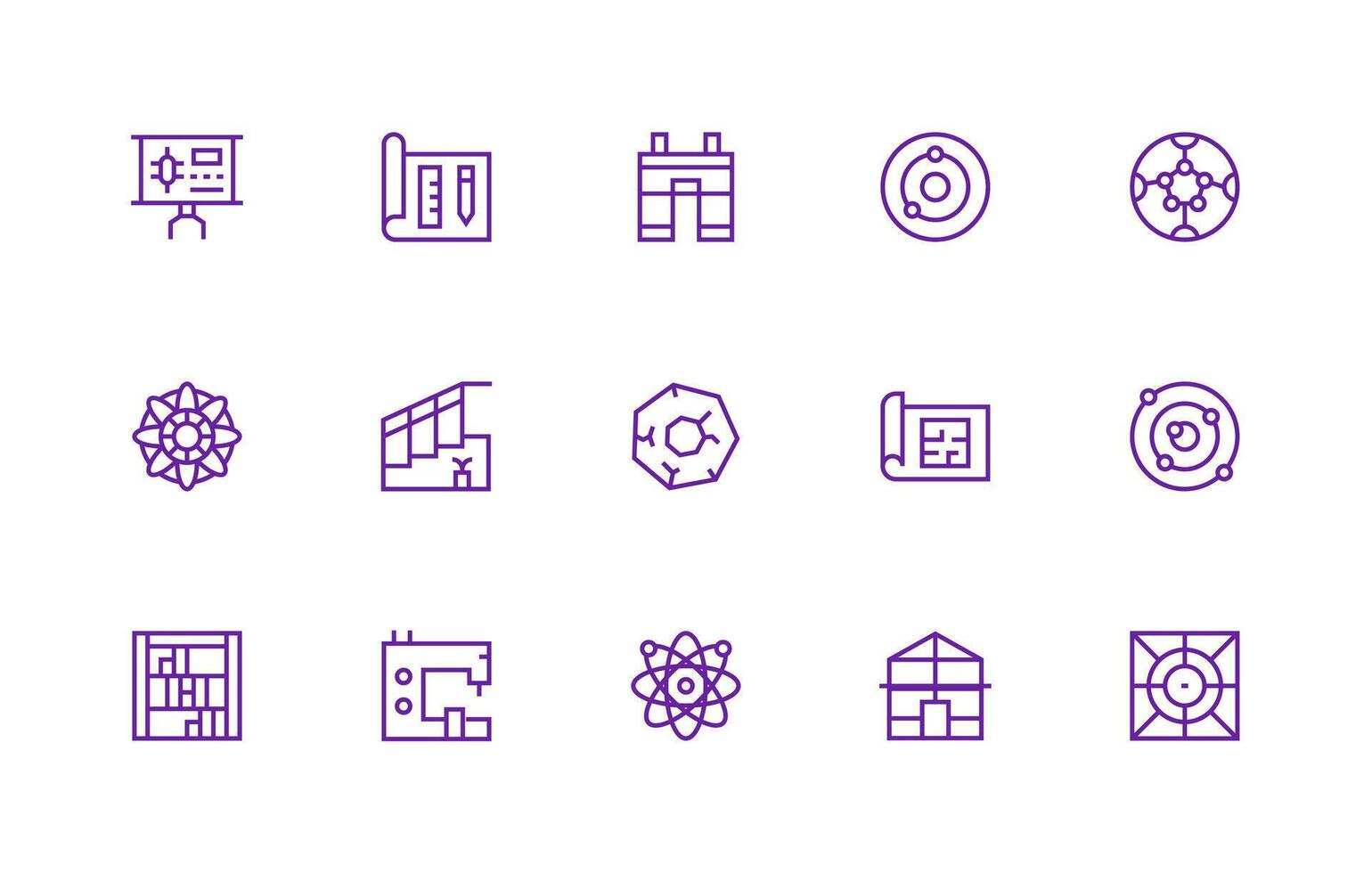 Schematic featuring 15 Icons in Regular Line Design Icon Collection Set vector